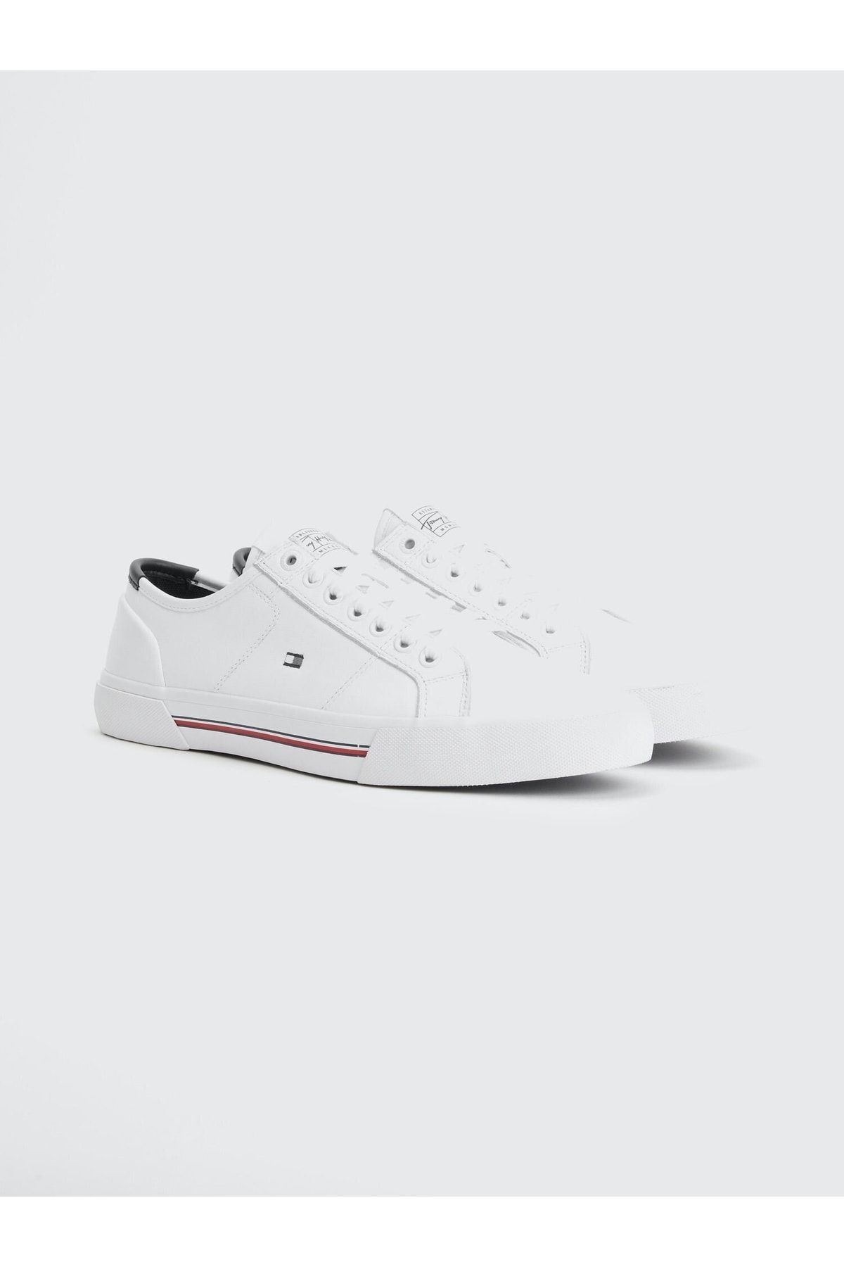 Tommy Hilfiger Beyaz - Core Corporate Leather Vulc Erkek Spor Ayakkabı