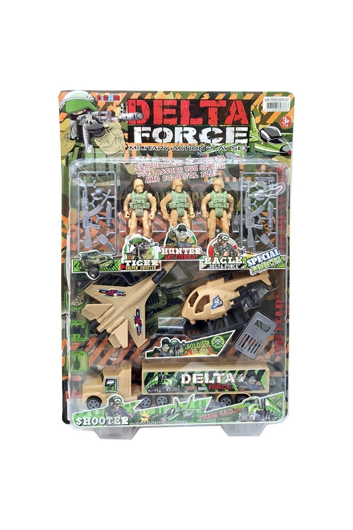 Nizam Oyuncak Delta Force Askeri Aksiyon Oyun Seti Uçaklı Helikopterli Oyuncak Asker Set 9 Parça