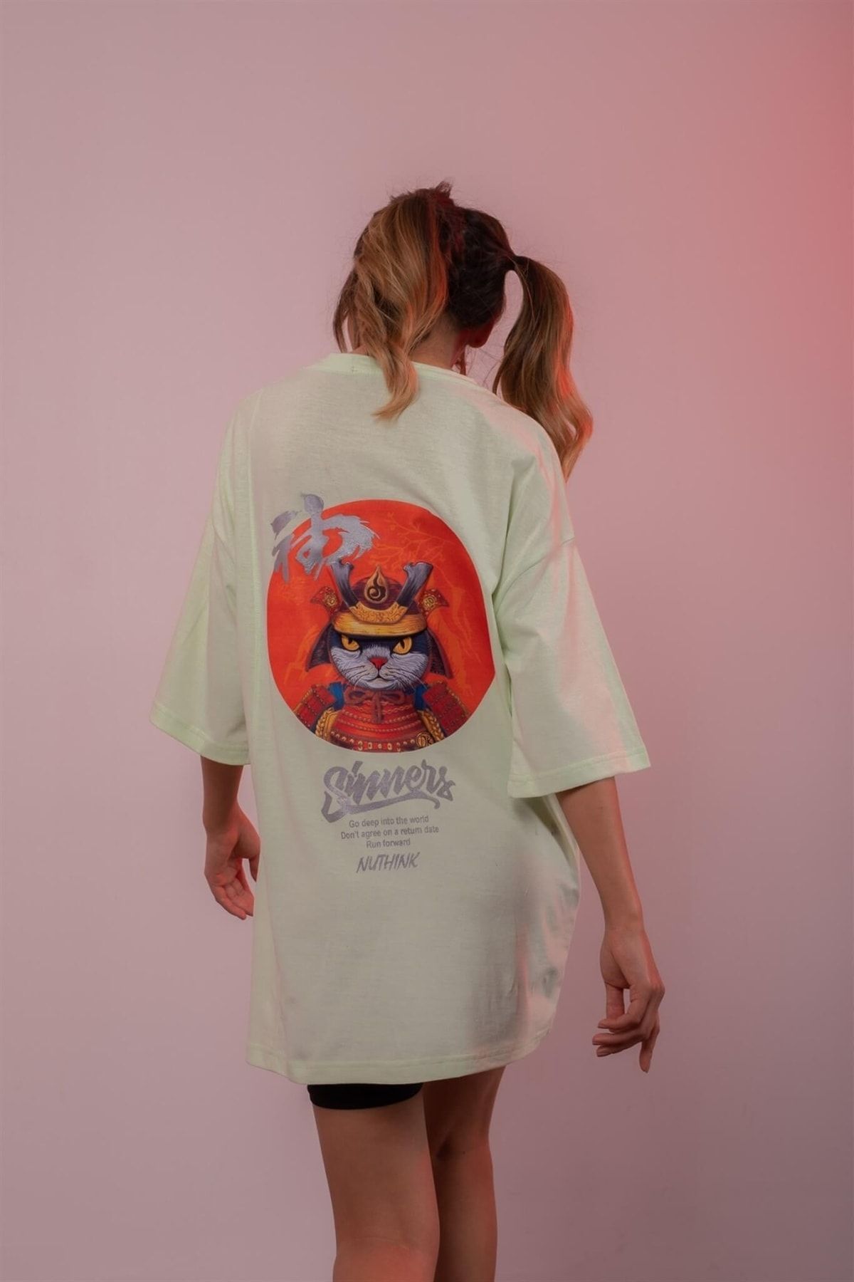 VOLT CLOTHİNG Sinner Cat Kabartmalı Oversize Tshirt