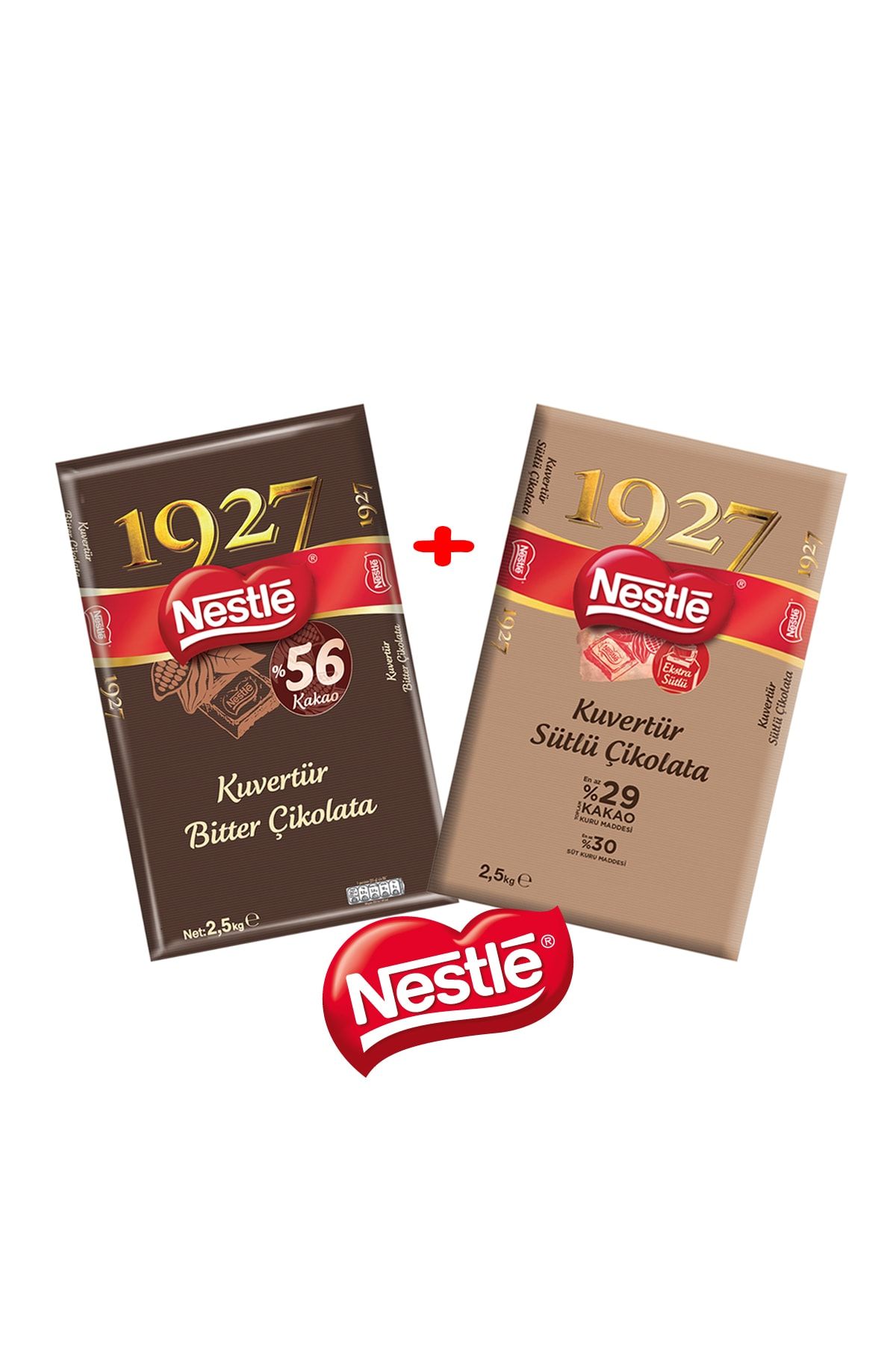 Nestle Professional Bitter Kuvertür %56 Kakao 2.5 Kg. Professional Sütlü Kuvertür 2.5 Kg. 2'li Set