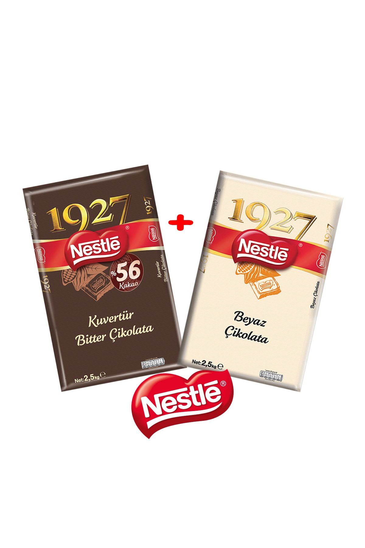 Nestle Professional Bitter Kuvertür %56 Kakao 2.5 Kg Professional Beyaz Kuvertür 2.5 Kg. 2'li Set