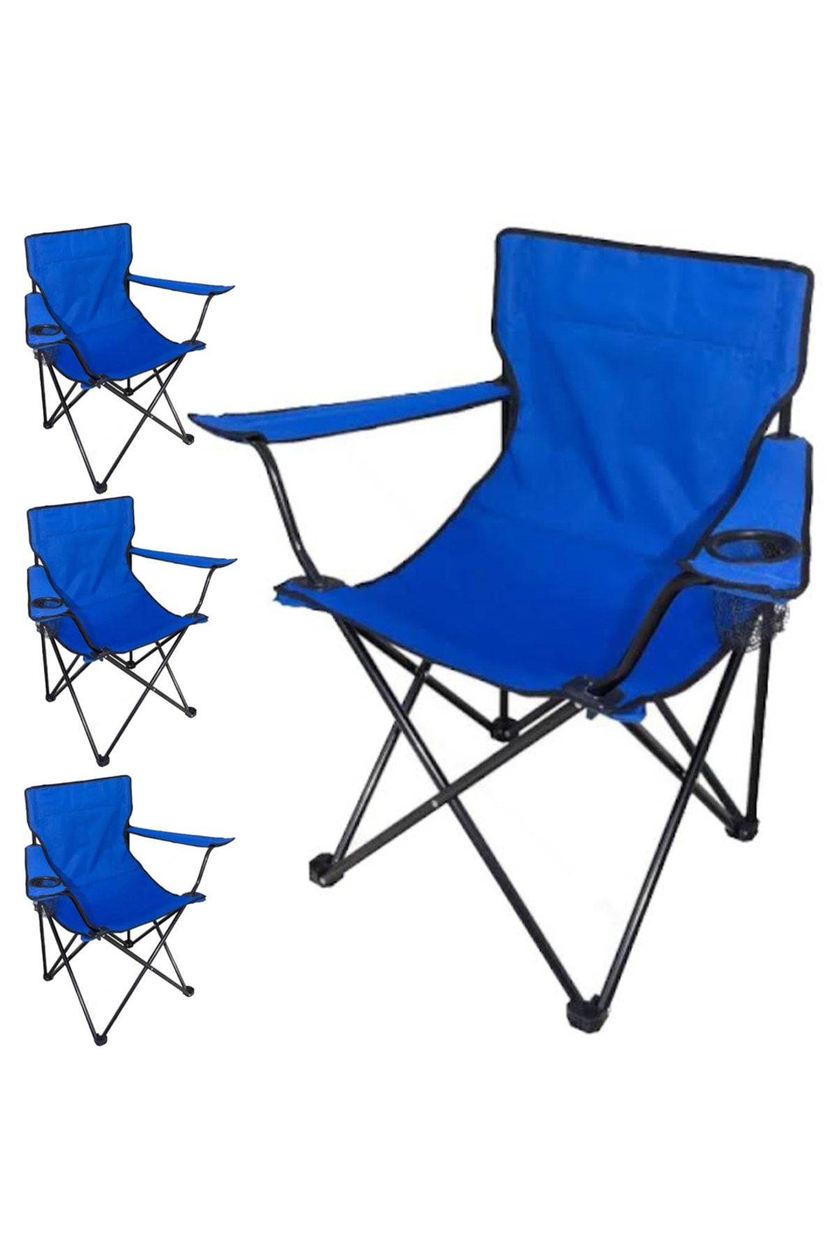 Body-GYM 4 Adet Taşınabilir Kamp Sandalyesi Katlanır Kamp Sandalyesi - Mavi