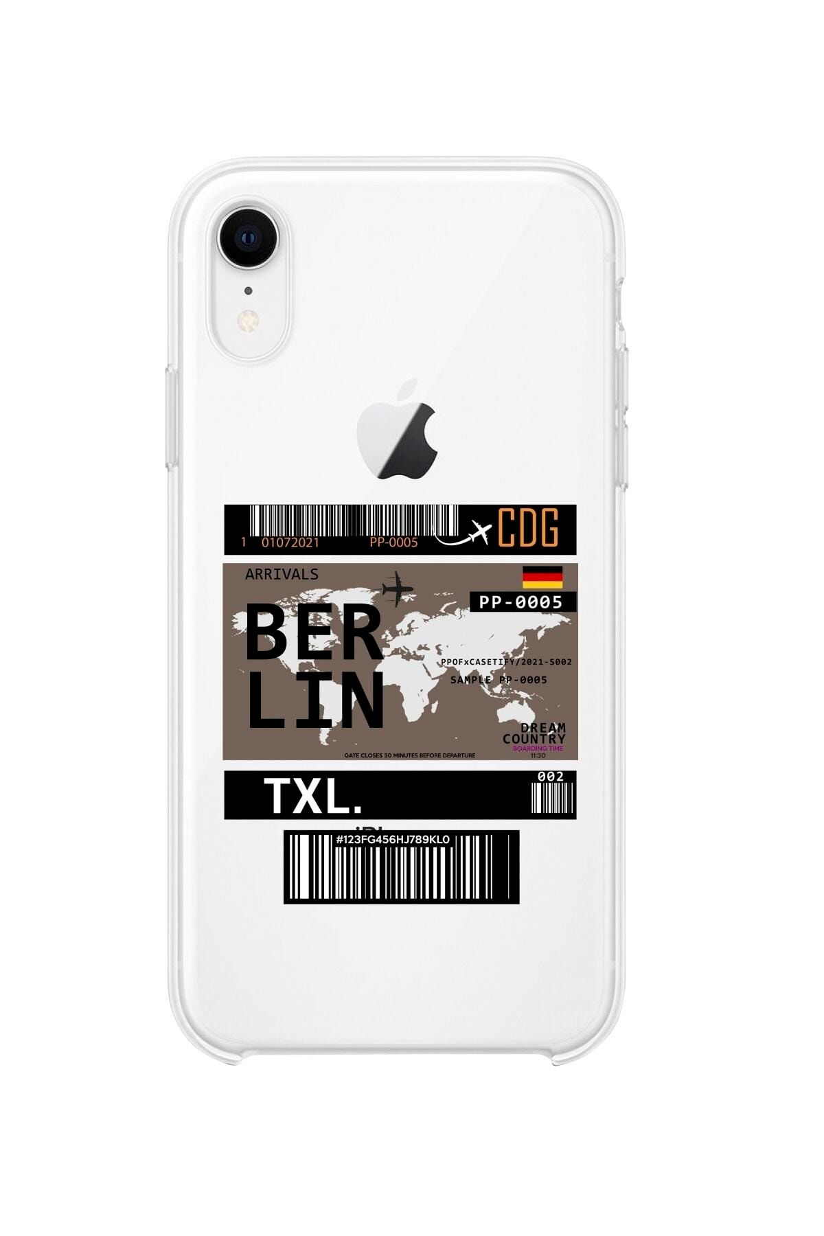 Syrox Iphone Xr Uyumlu Berlin Bilet Tasarımlı Premium Şeffaf Silikon Kılıf