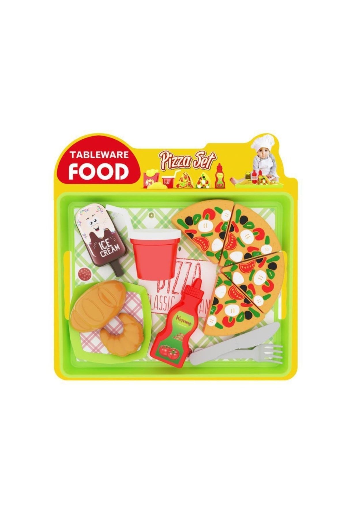 Uçar Oyuncak Tableware Food Tepsili Pizza Set