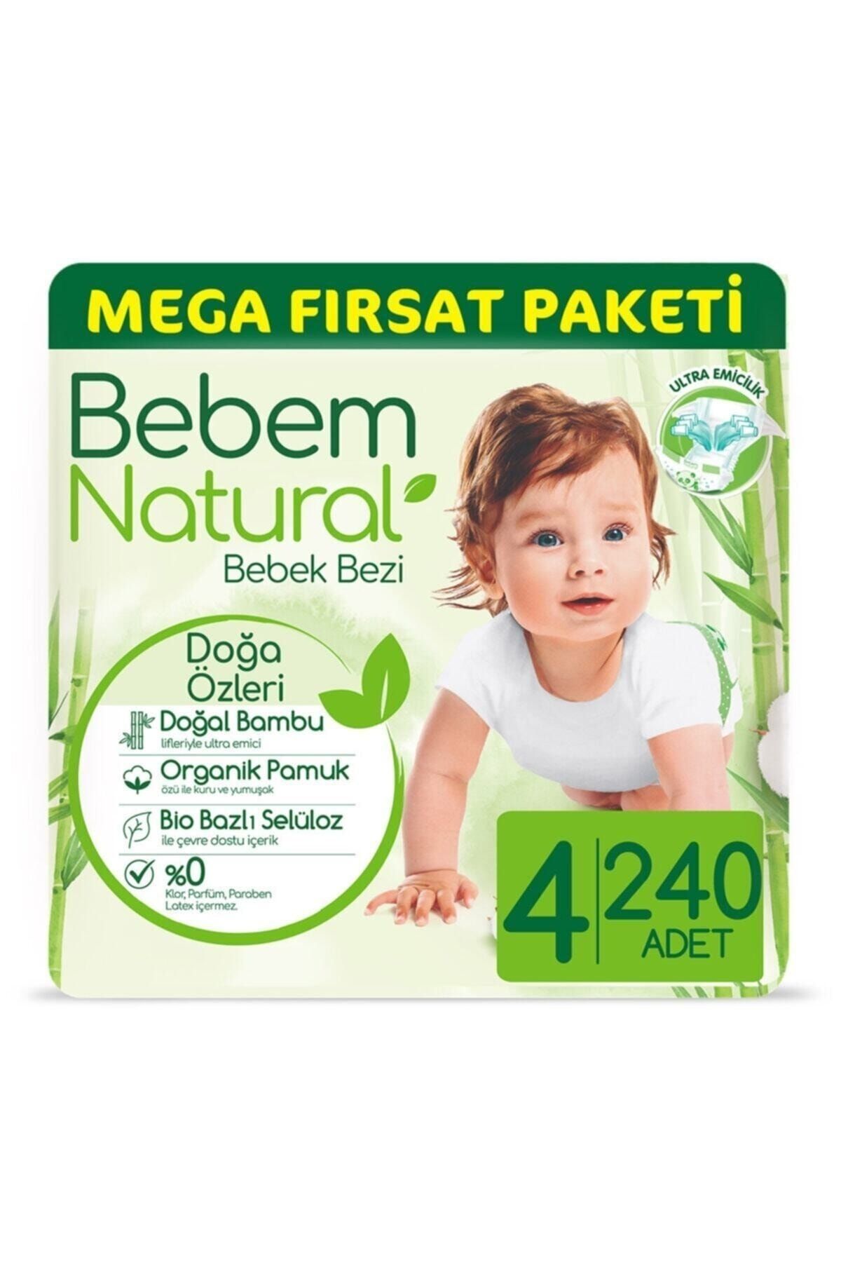 Bebem Natural Bebek Bezi 4 Beden Maxi Mega Fırsat Paketi 240 Adet