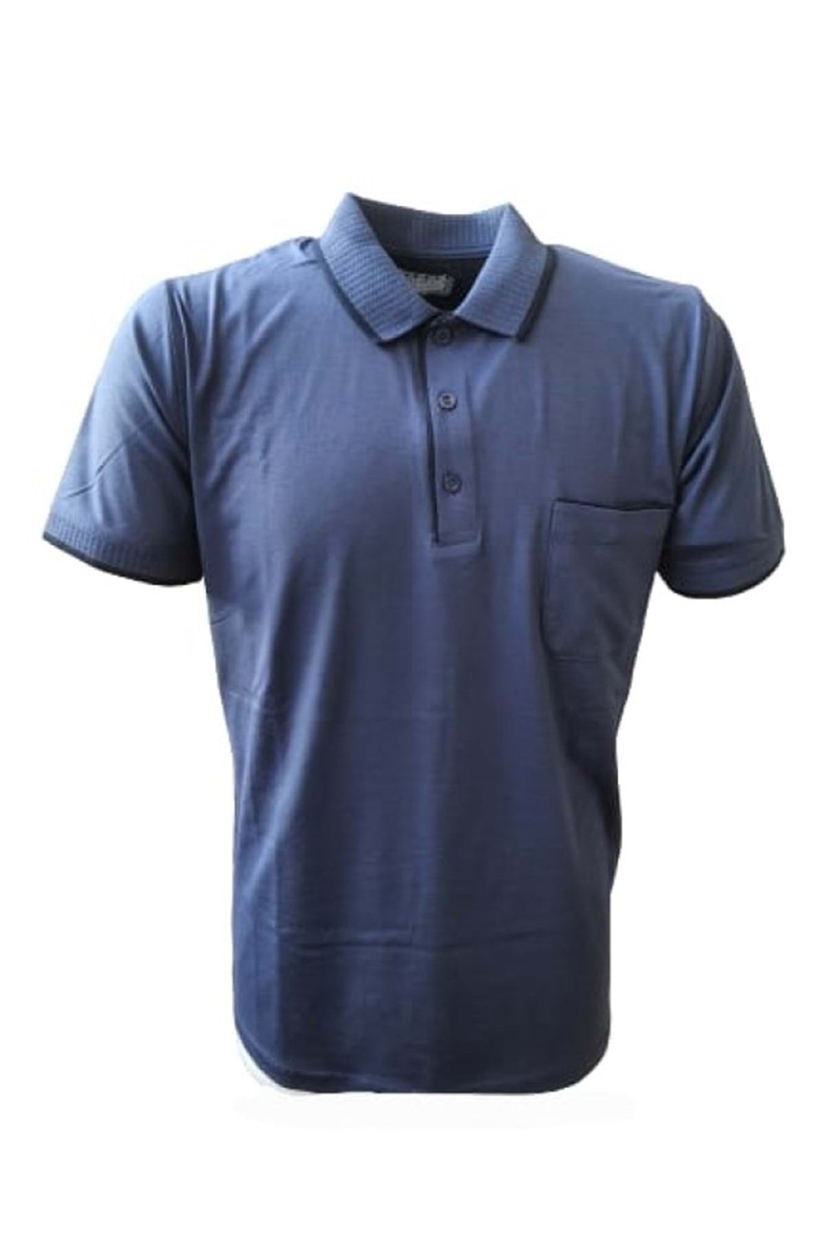 Rey Polo Erkek Basic Polo Yaka Kısa Kol T-shirt 430 - Mavi - M