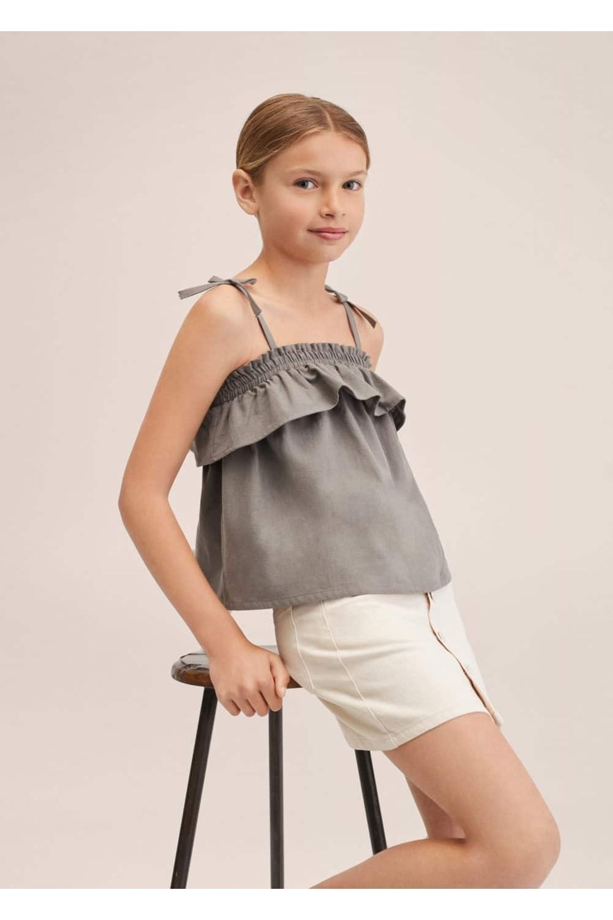 MANGO Kids Volanlı Bağ Detaylı Bluz