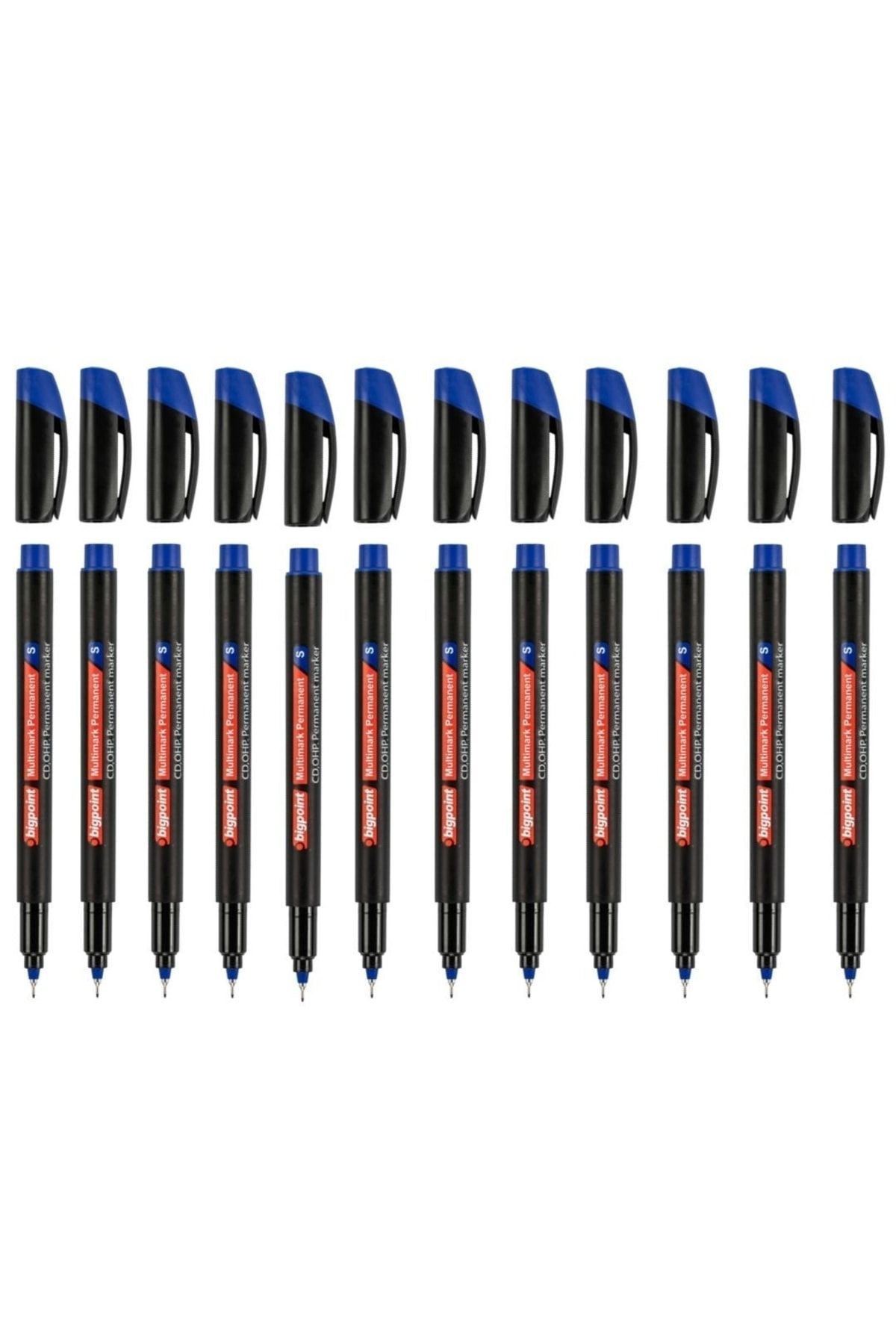 Bigpoint Permanent Marker (asetat) Kalem S 0,3 Mavi 12'li Set