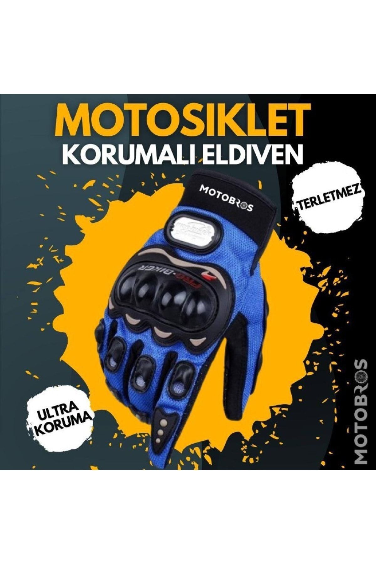 Motobros Unisex Korumalı Motosiklet Eldiveni Mavi