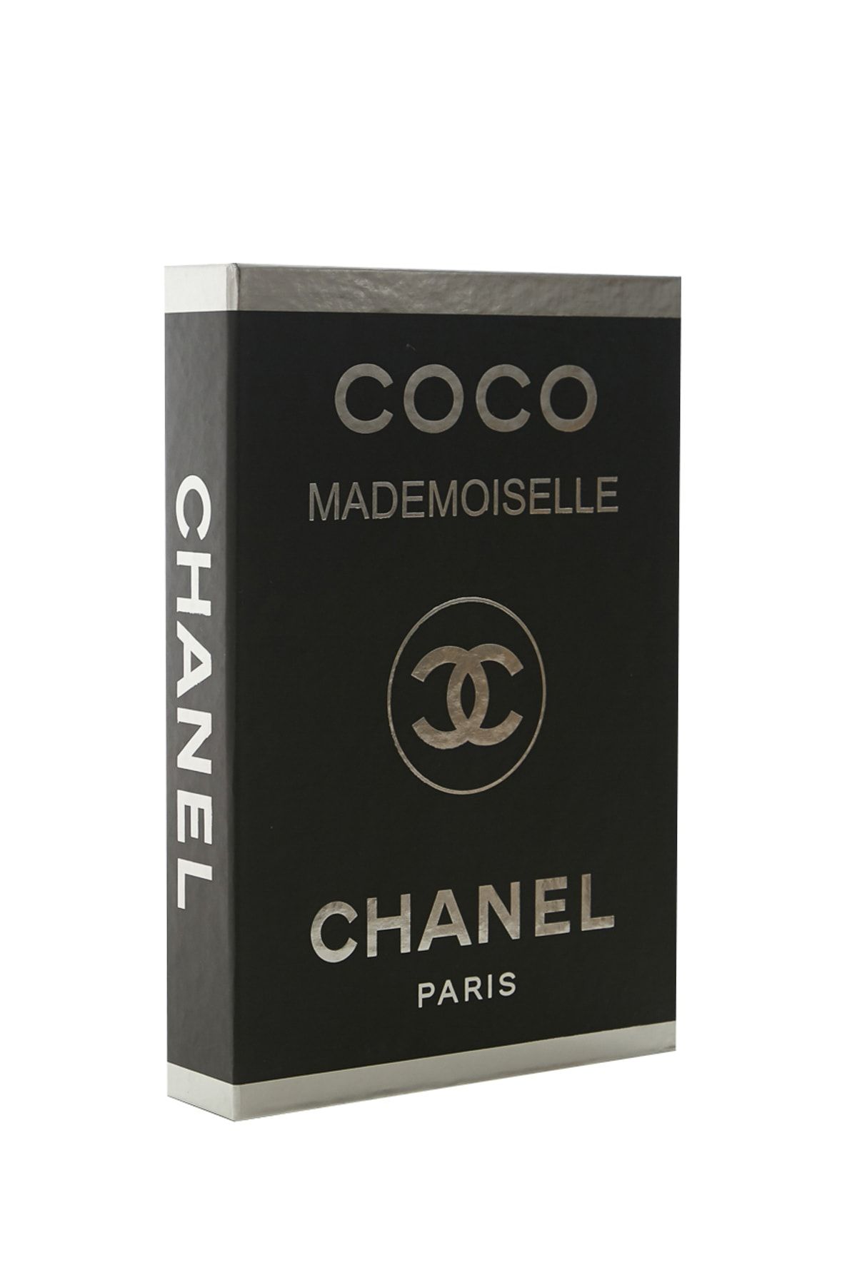 irayhomedecor Coco Chanel Siyah Gümüş Dekoratif Kitap Kutusu