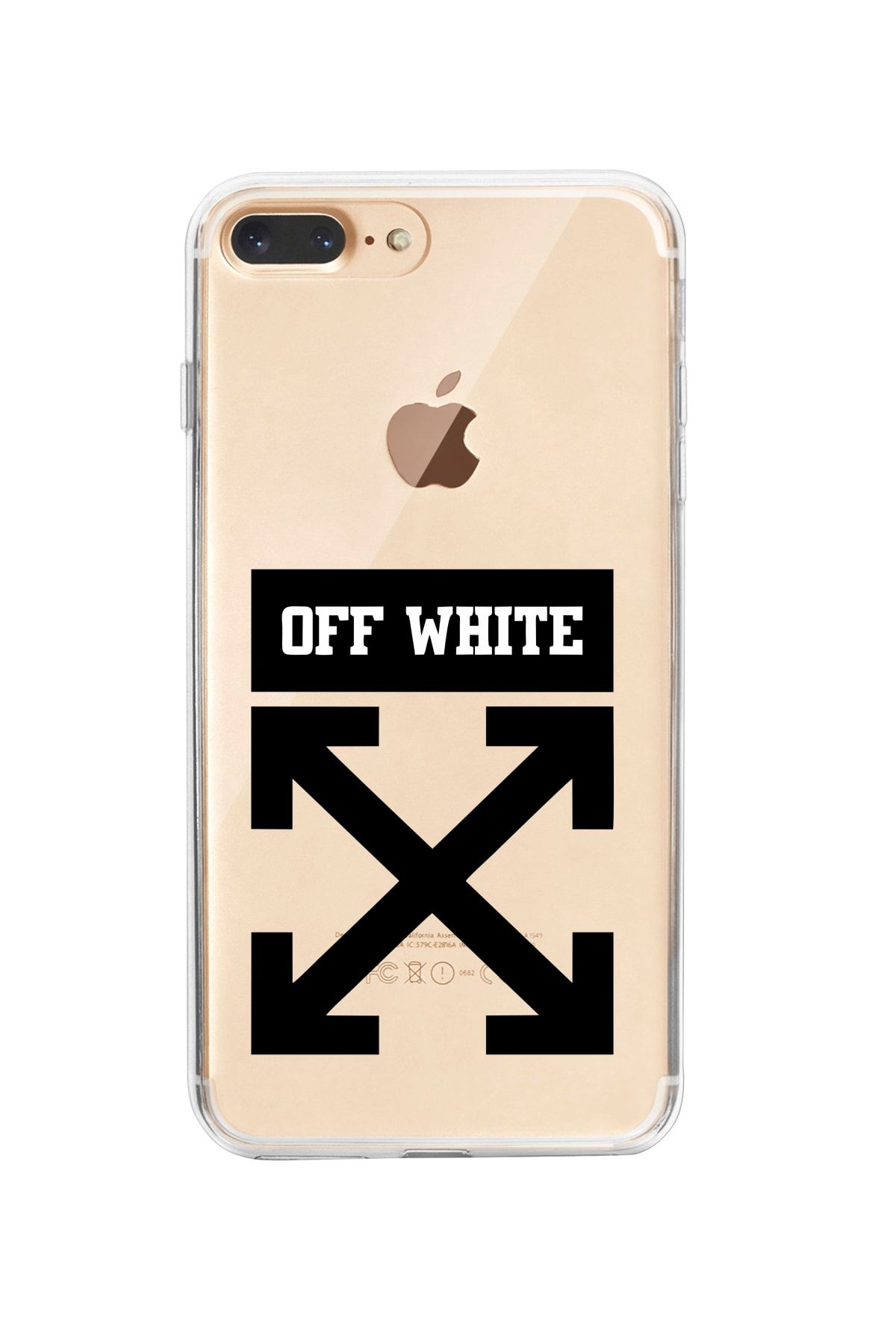 butikcase Iphone 7 Plus Uyumlu Off White Desenli Şeffaf Telefon Kılıfı