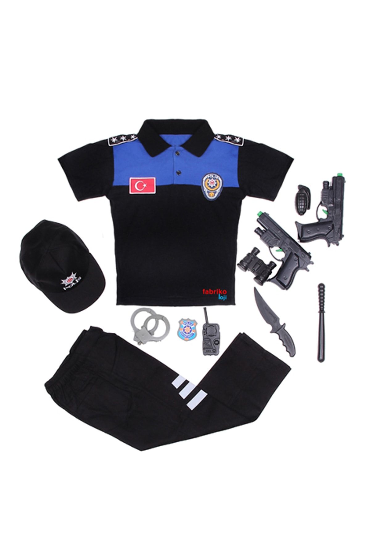 fabrikoloji Çocuk Polis Sivil Toplum Polis Kostümü Unisex Kıyafet A2-2