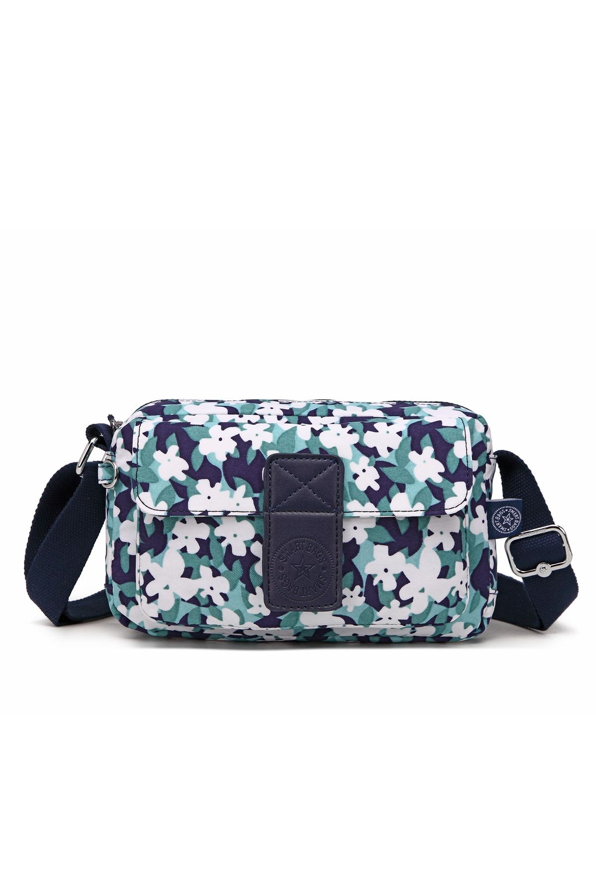 Smart Bags Postacı Kadın Çantası Krinkıl Kumaş 3098 Yeşil Flower