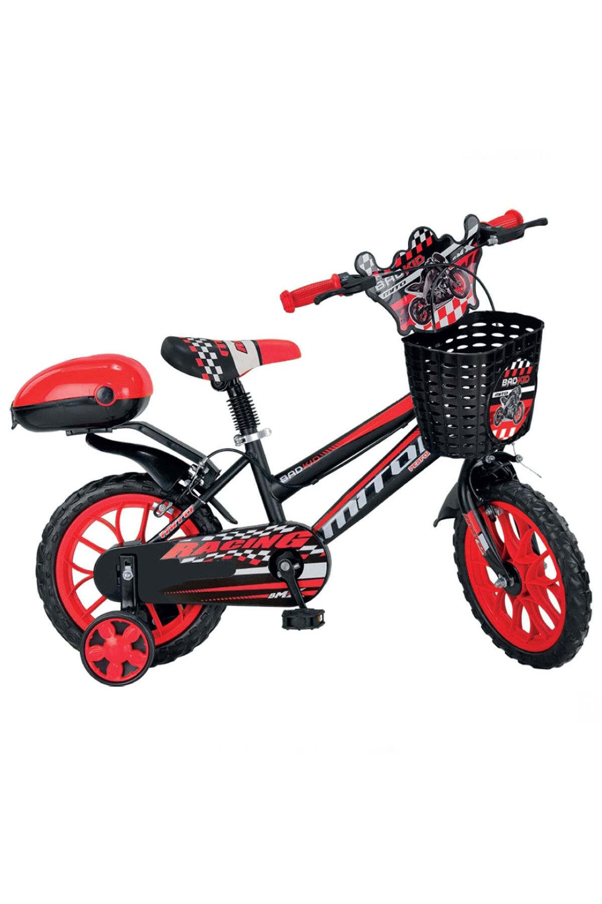 Mito Badkıt 15\" Siyah-kırmızı Çocuk Bisikleti 4 Tekerlekli