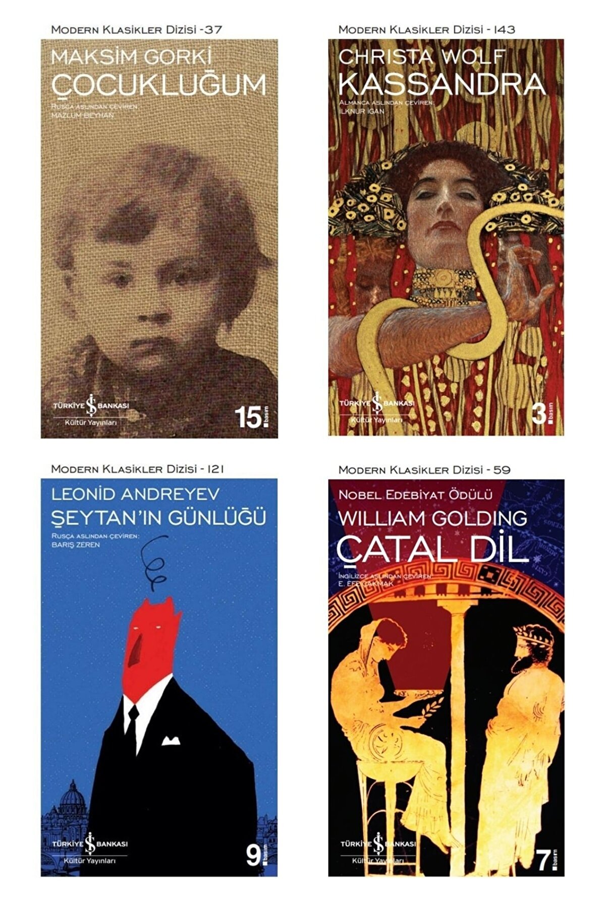 Türkiye İş Bankası Kültür Yayınları Çocukluğum - Kassandra - Çatal Dil - Şeytan'ın Günlüğü - Iş Bankası 4 Kitap Tatil Seti