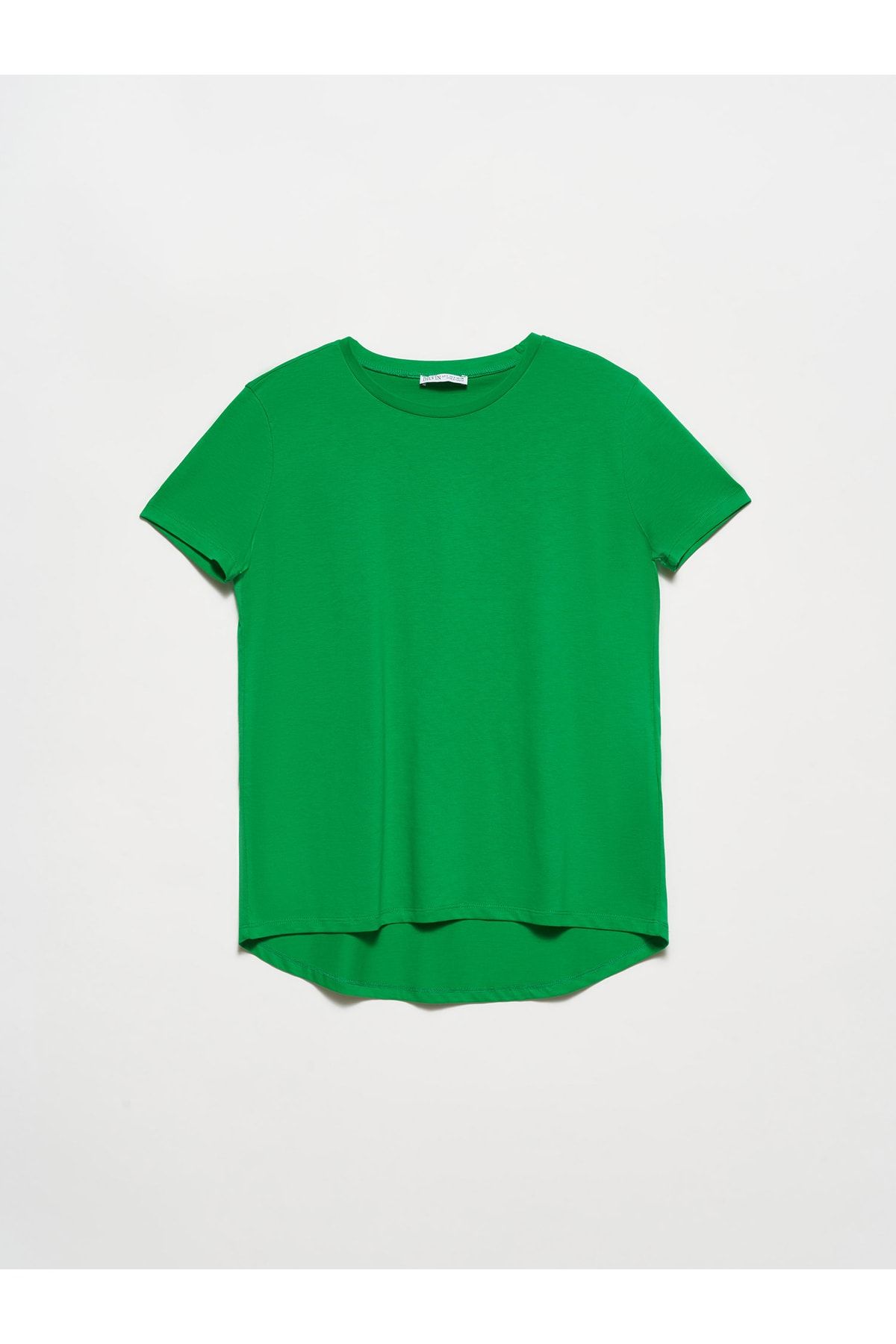 Dilvin 3471 Bisiklet Yaka Basic T-shirt Yeşil