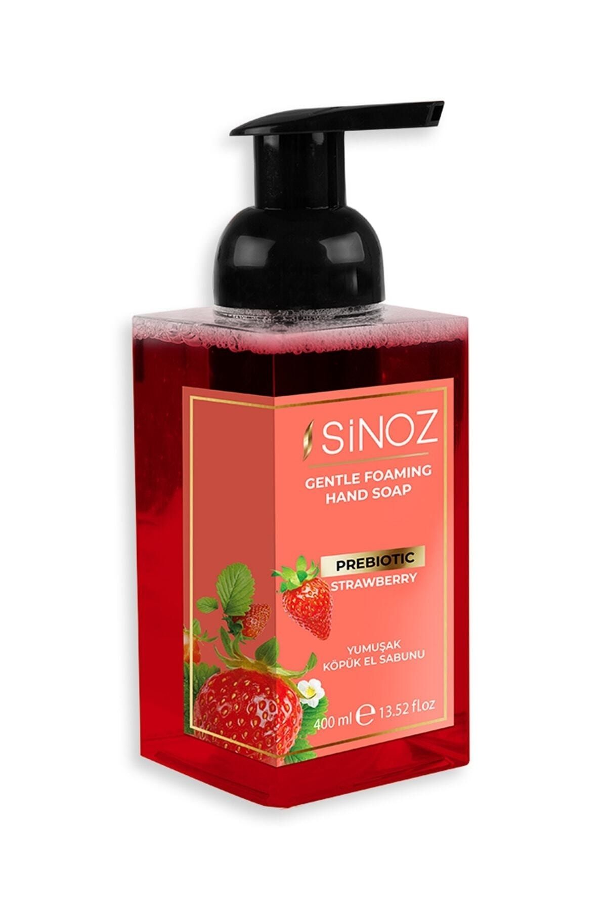 Sinoz 400 ml Strawberry Prebiyotik Etkili Doğal Dağ Çileği Kokulu Yumuşak Köpük Pompalı El Sabunu