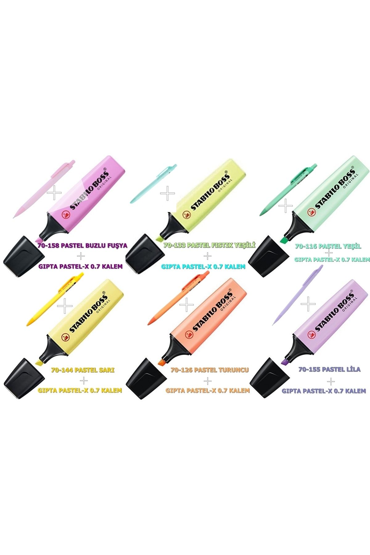 Stabilo Boss Original Fosforlu Işaretleme Kalemi 6 Renk Set + 6 Renk Pastel Renk 0.7 Uçlu Kalem