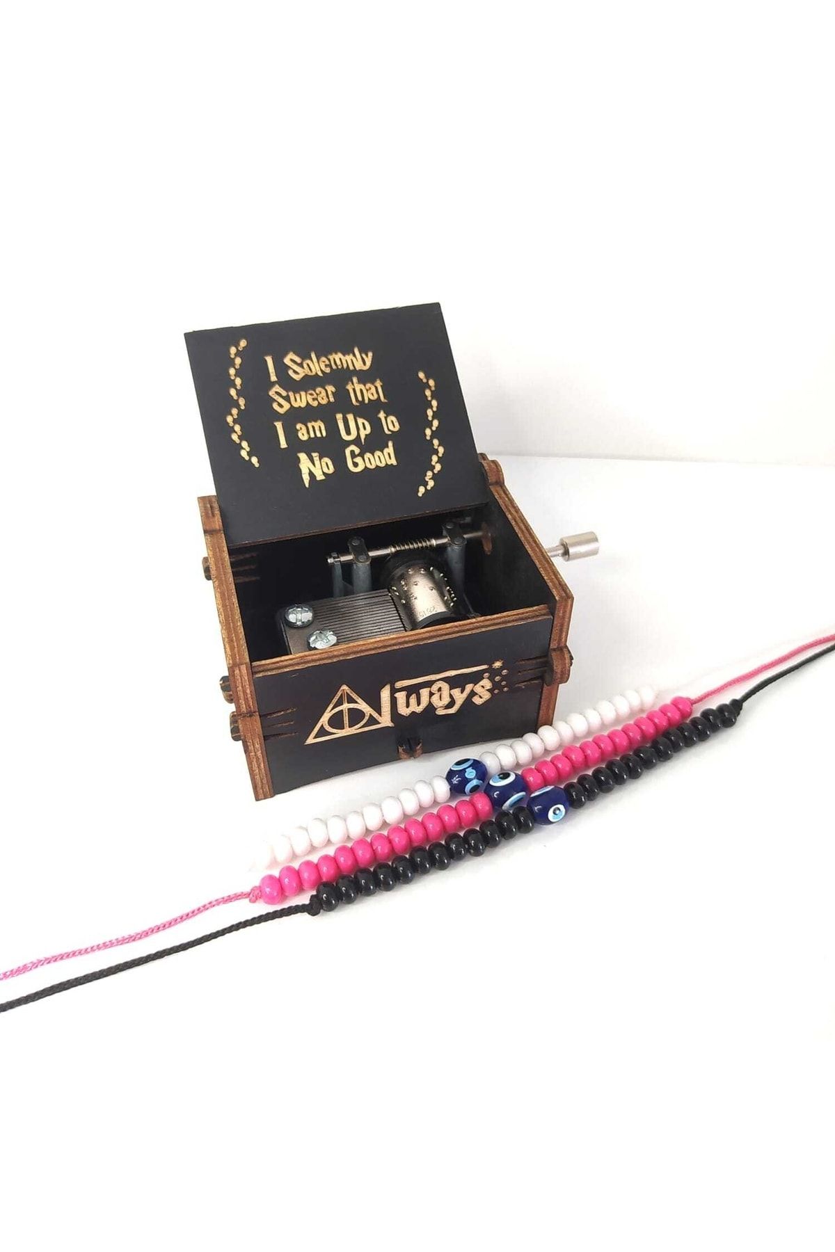 Hd Marketim Harry Potter Always Müzik Kutusu Bileklik Ahşap İşlemeli Mini Lazer İşleme