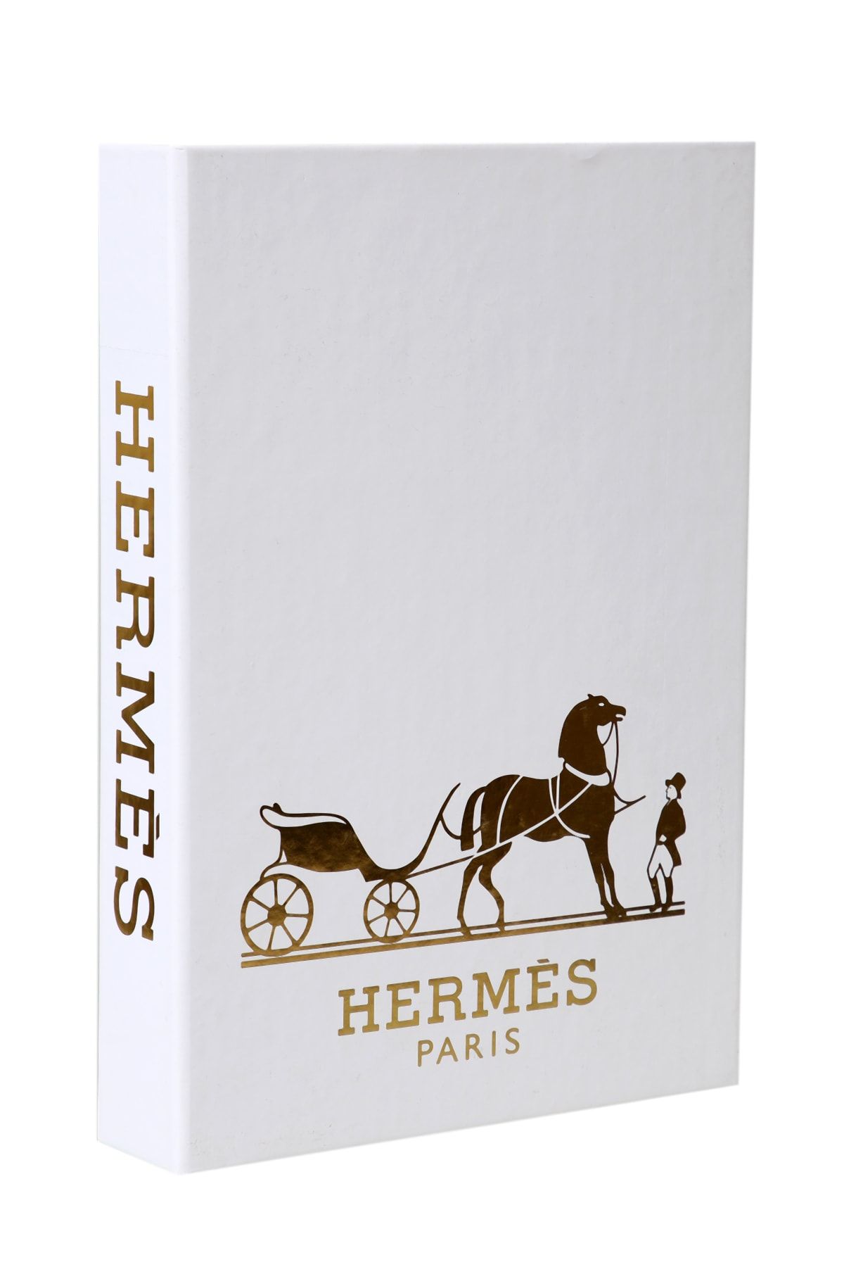 irayhomedecor Hermes Beyaz Gold Dekoratif Kitap Kutu
