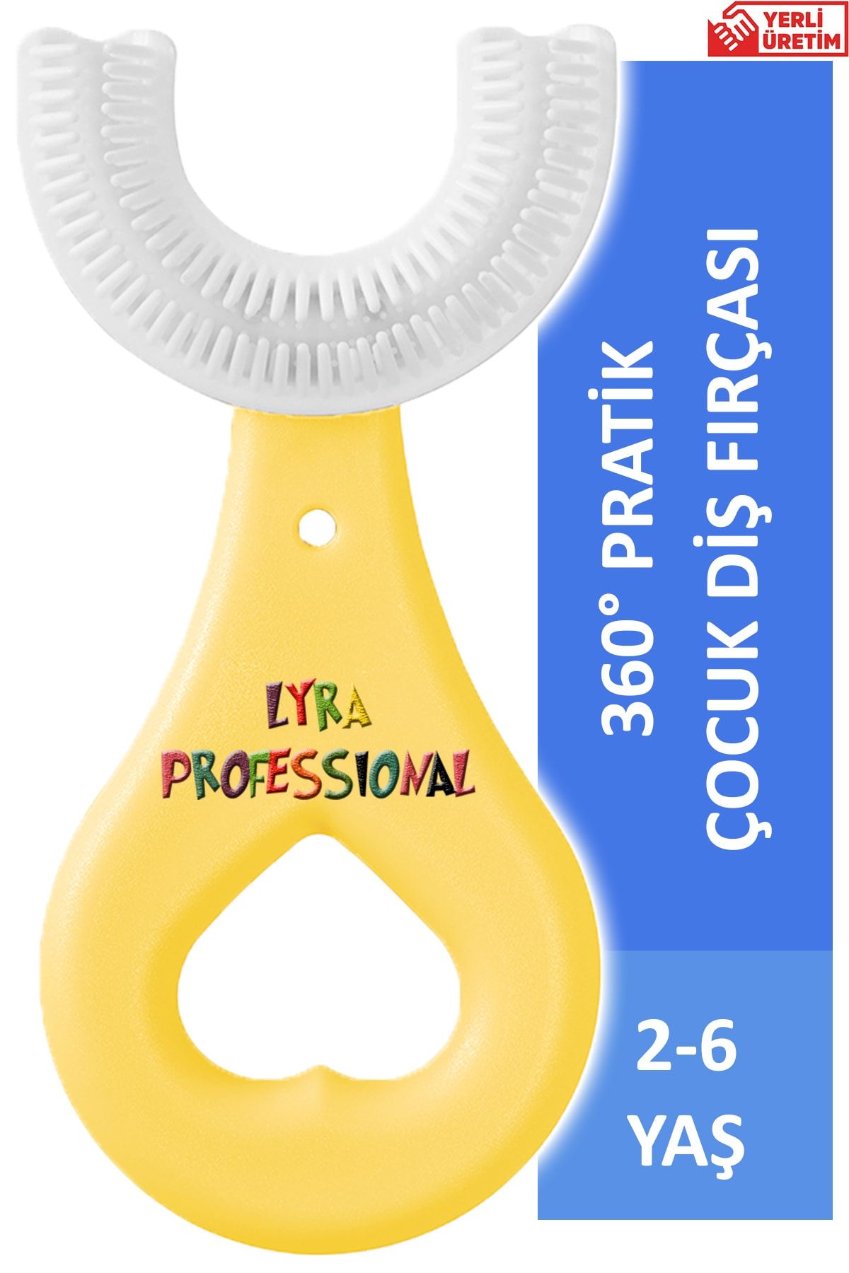 Lyra Professional U Şeklinde Pratik Çocuk Diş Fırçası 2-6 Yaş Sarı