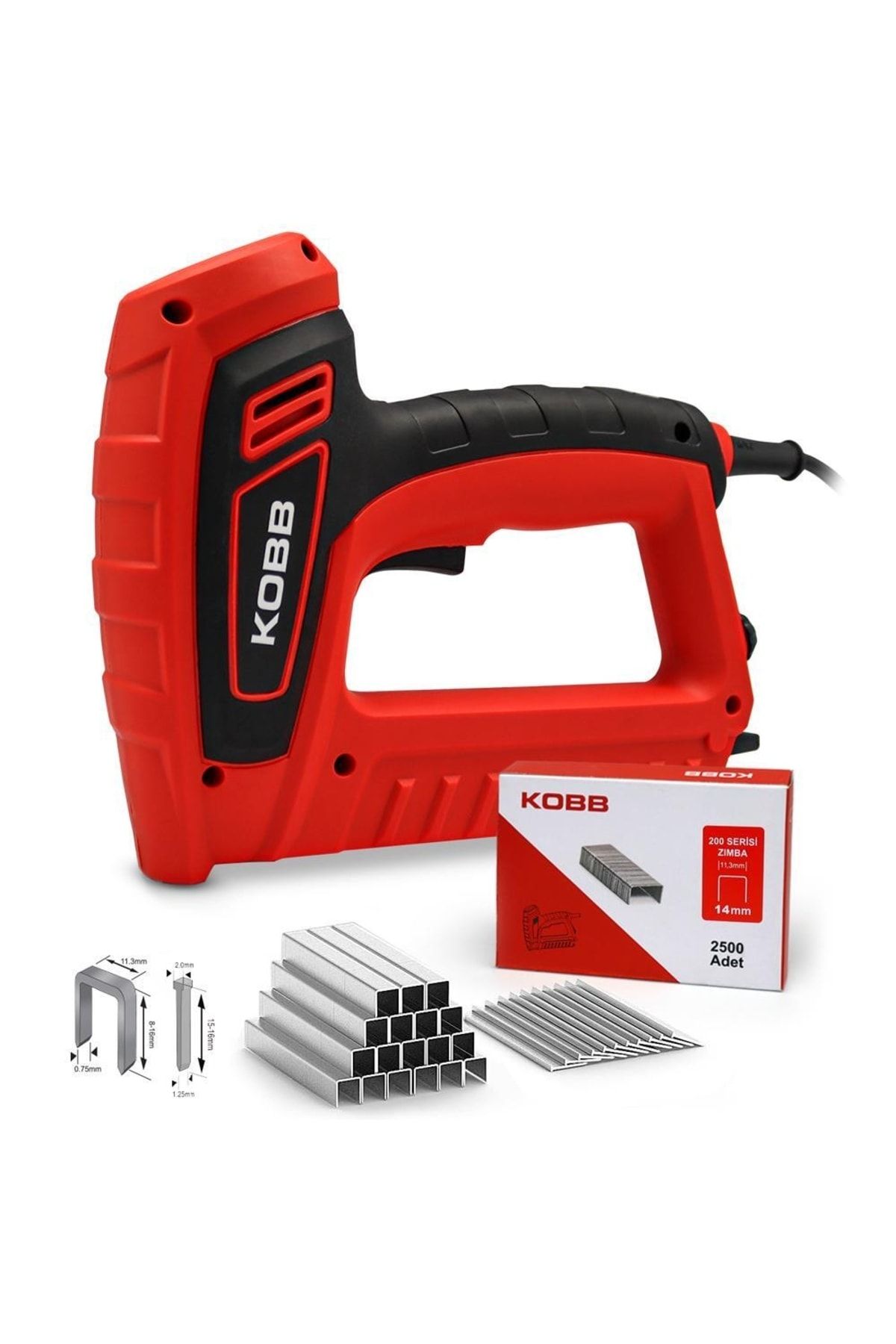 KOBB Kbz200 8-16mm Zımba Ve 15-16mm Profesyonel Çivi Çakma Makinesi + 3000 Adet Yedek Zımba Ve Çivi