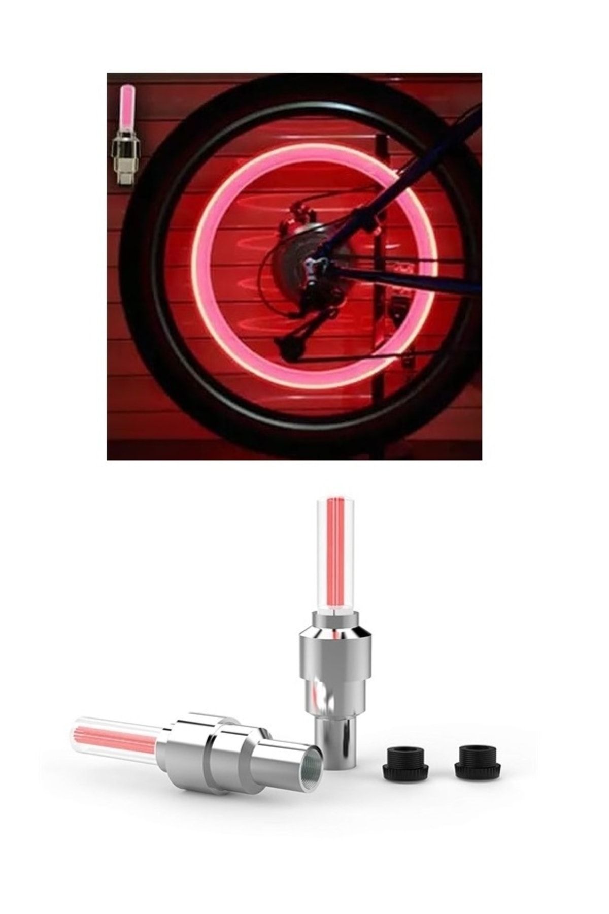 ROBESBON Fotosel Hareket Sensörlü Led Işıklı 2'li Bisiklet Sibop Kapağı