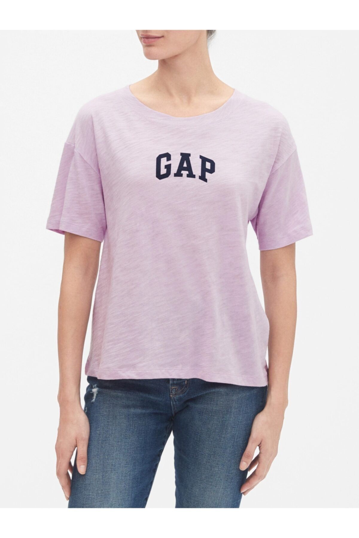 GAP Kadın Mor Logo Kısa Kollu T-shirt
