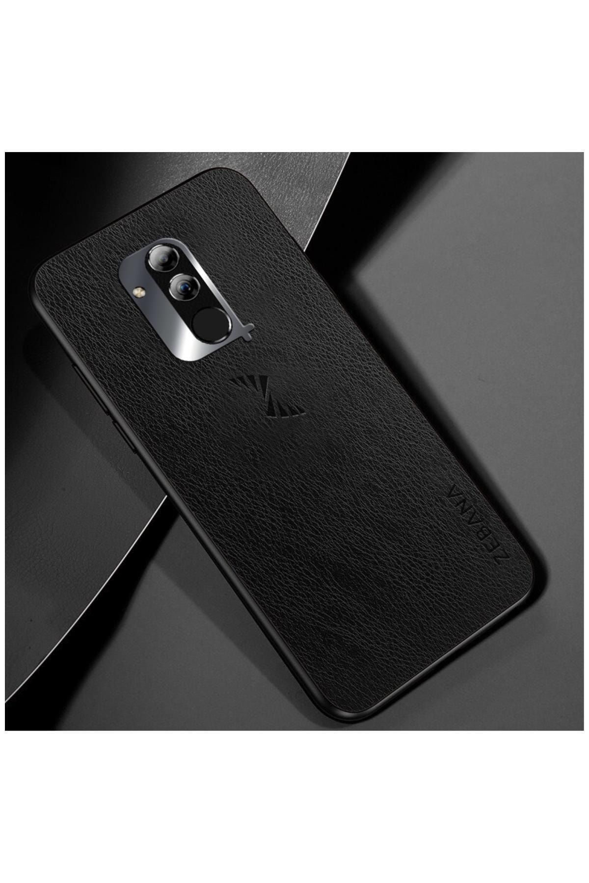 Dara Aksesuar Huawei Mate 20 Lite Uyumlu Telefon Kılıfı Zebana Klasik Stil Deri Kılıf Siyah