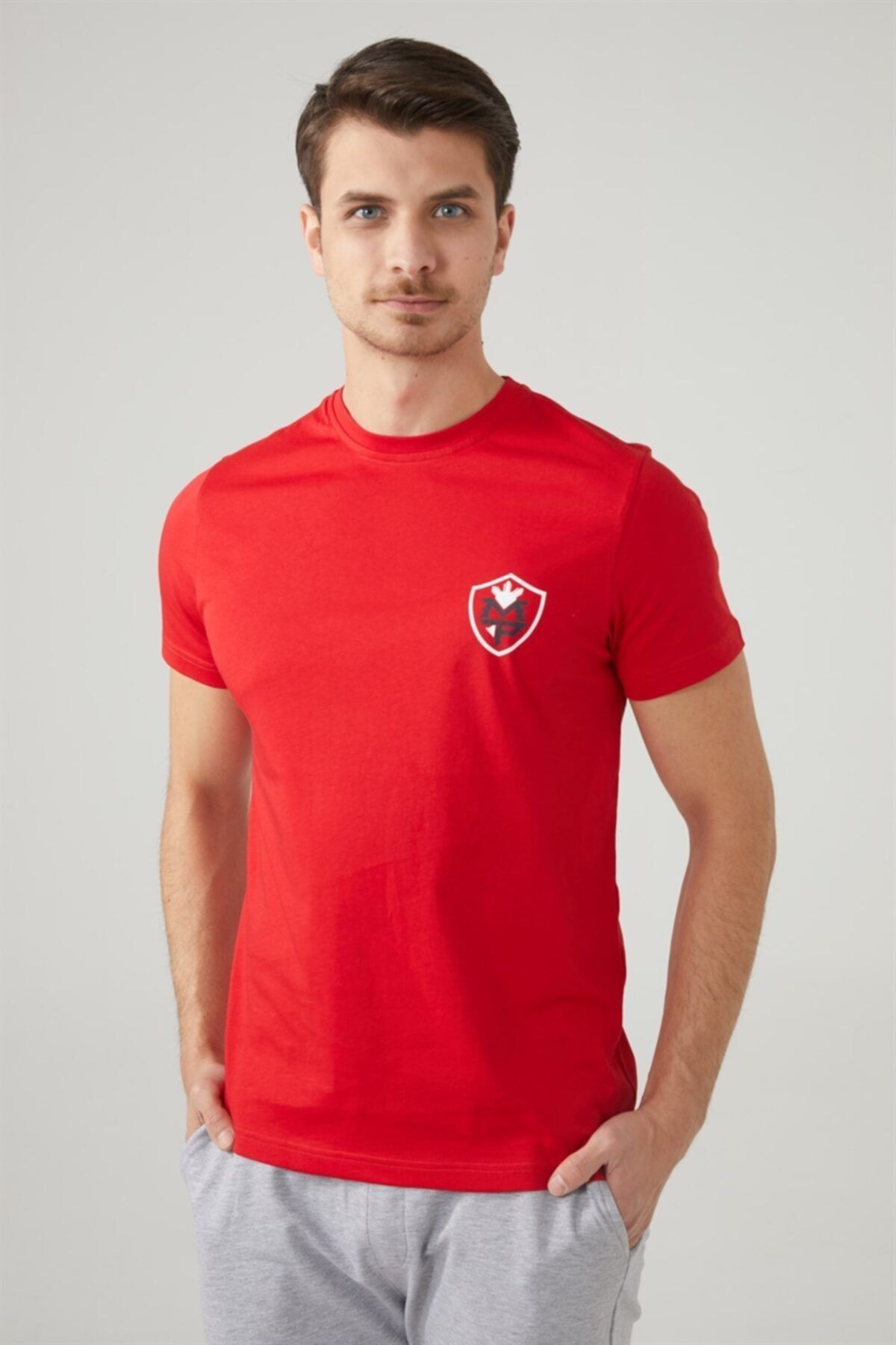 MP Erkek Bisiklet Yaka Kırmızı T-shirt Tekstil 201-5006mr 150