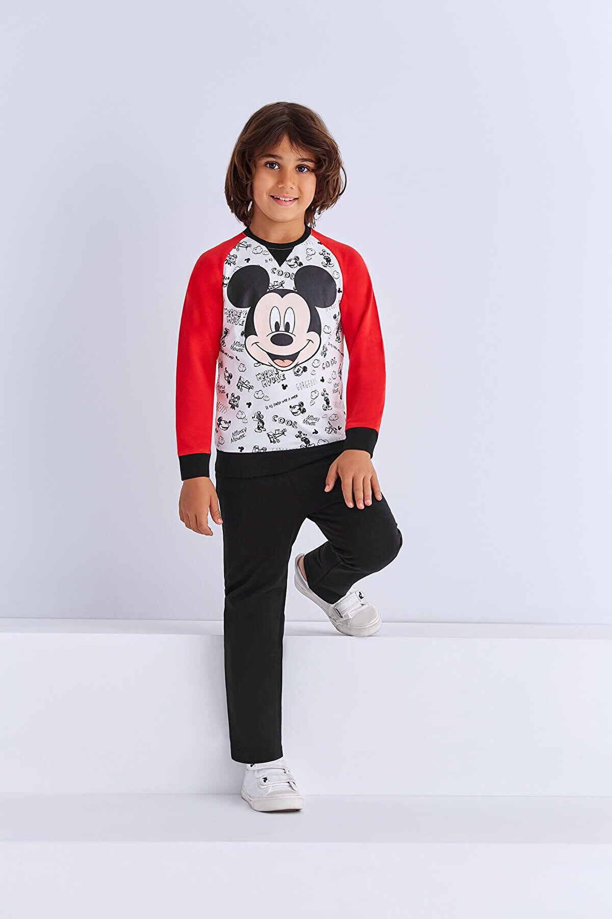 Mickey Mouse Mickey & Minnie Mouse Lisanslı Erkek Çocuk Eşofman Takımı Krem