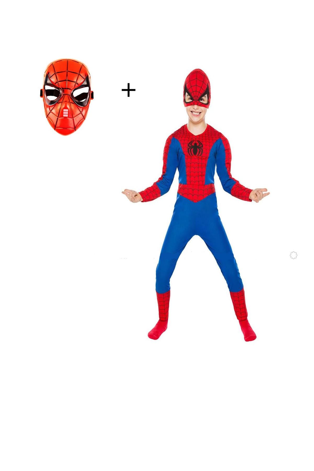 Zeki Karga 5-6 Yaş Spiderman Kostümü Örümcek Adam Kostüm 2 Maskeli