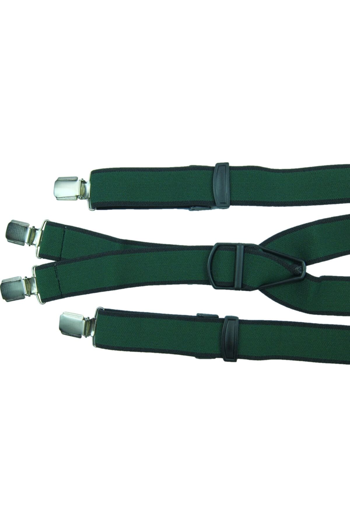 KemerSepeti Yeşil Renkli Dört Klipsli Pantolon Askısı