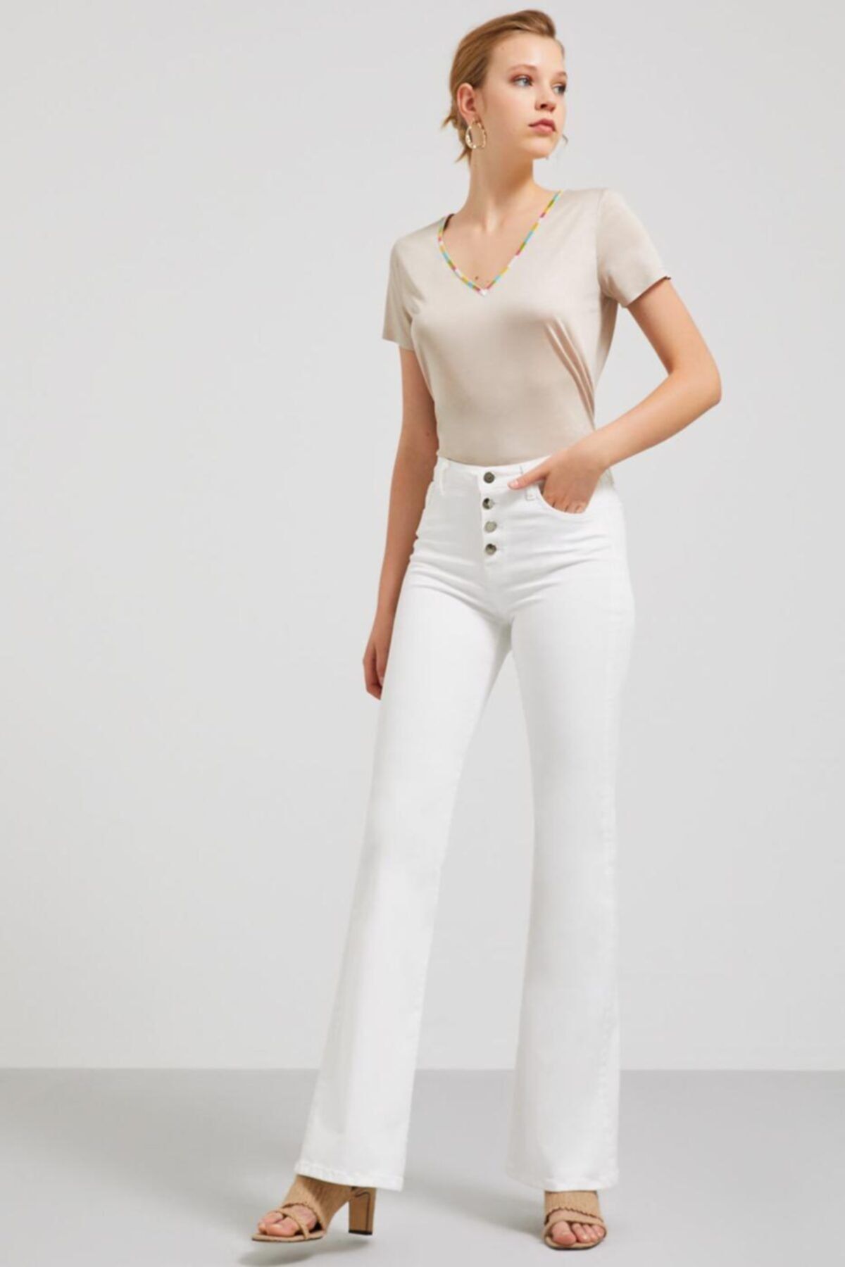 Perspective Isabela Beyaz Renk Pantolon