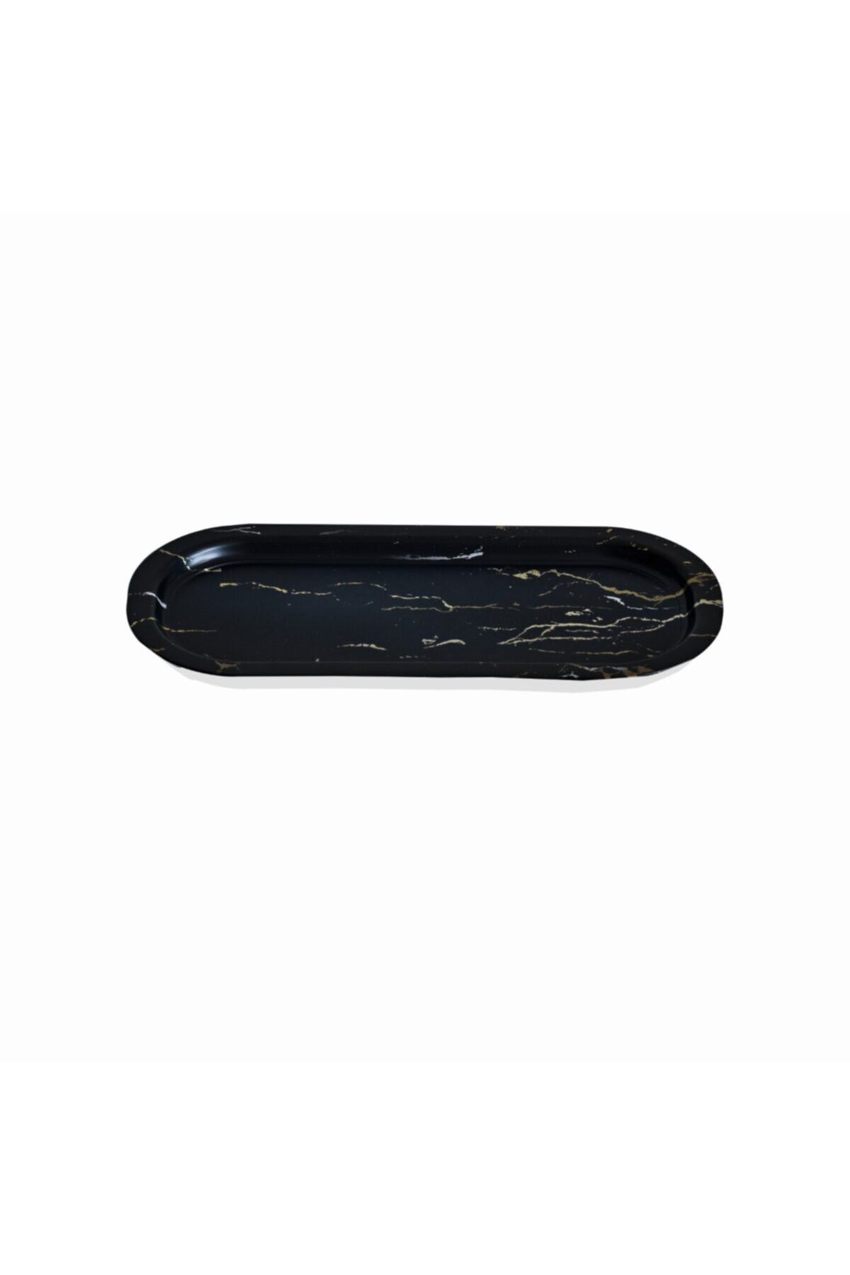 Evle Ef168-50 Marble Black Desenli Oval Tepsi 16x35 Cm