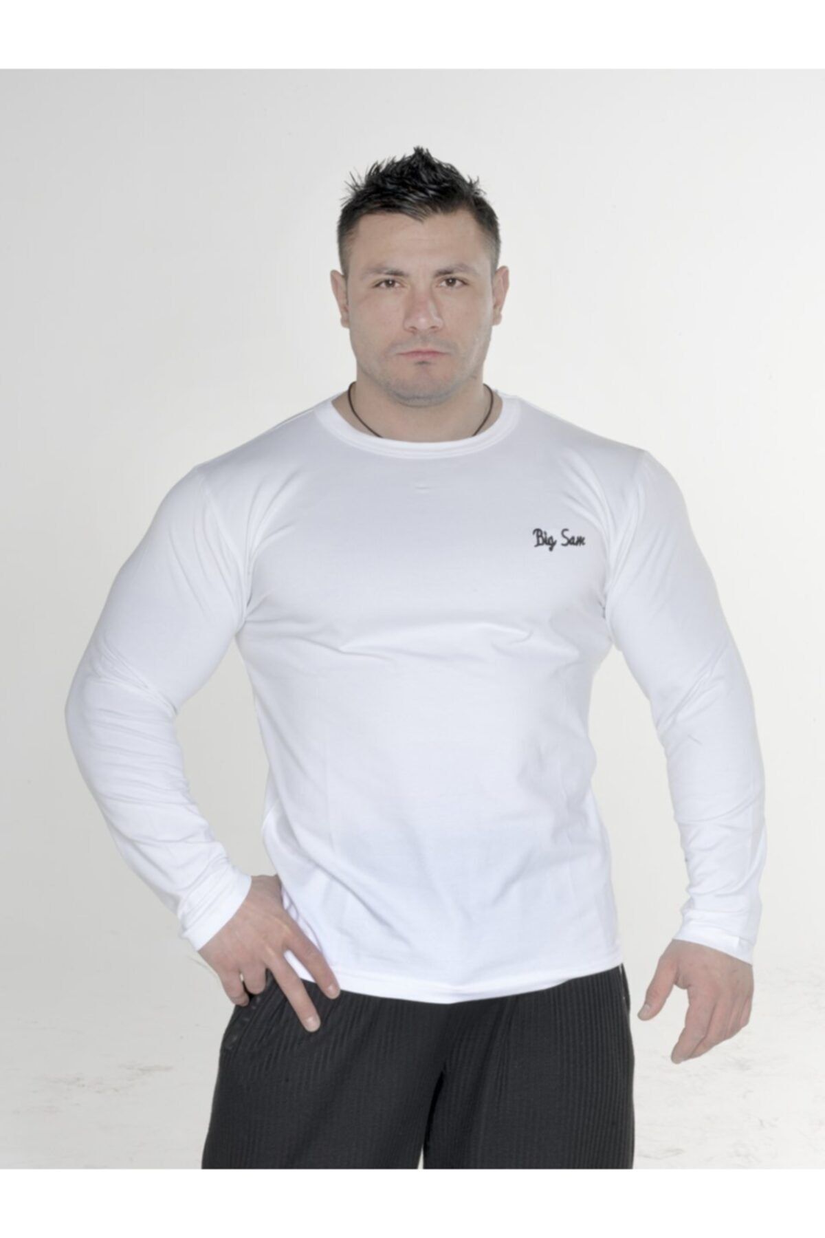 Big Sam Beyaz Pamuklu Slim Fit Sweatshirt 4589