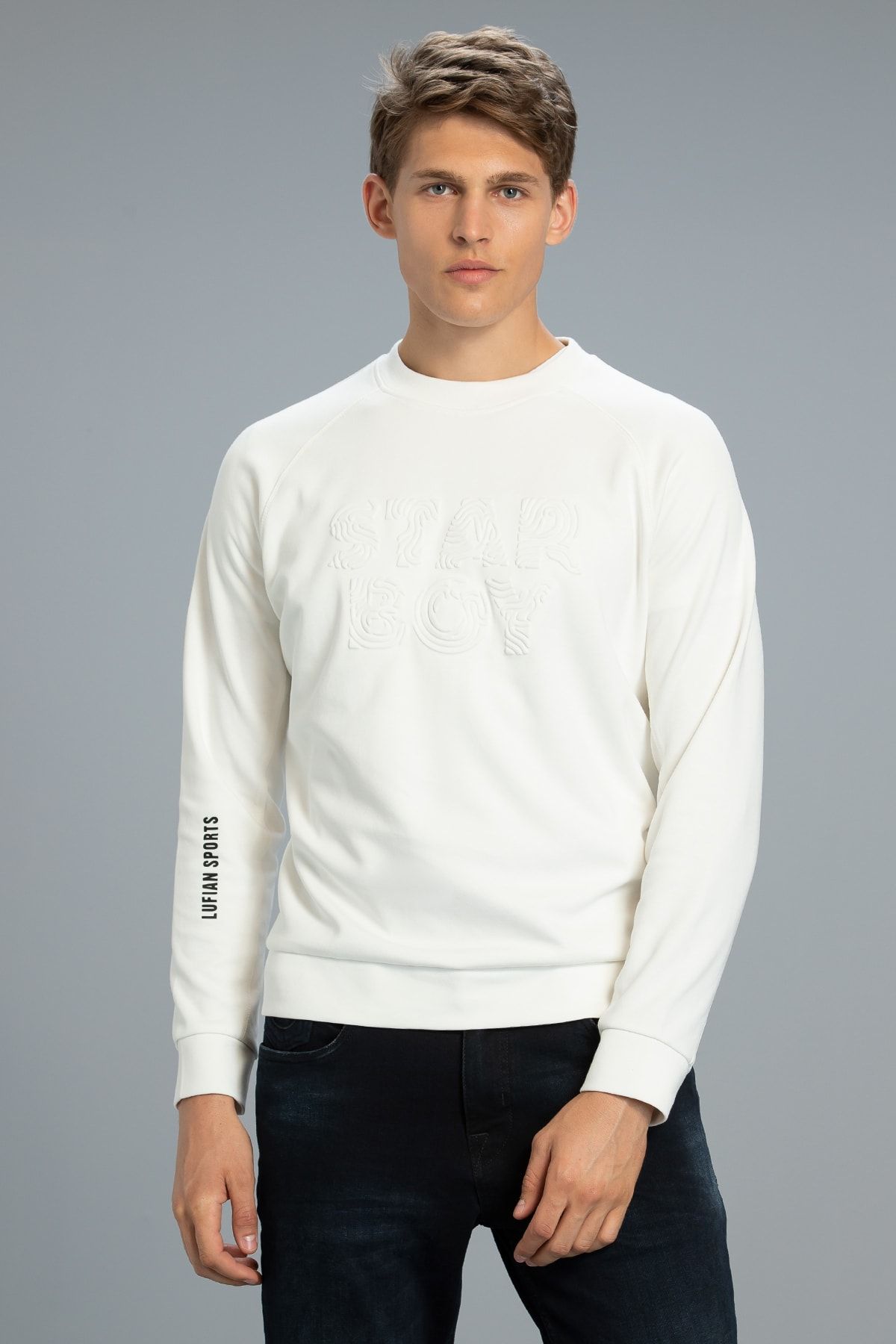 Lufian Uno Sweatshirt Kırık Beyaz