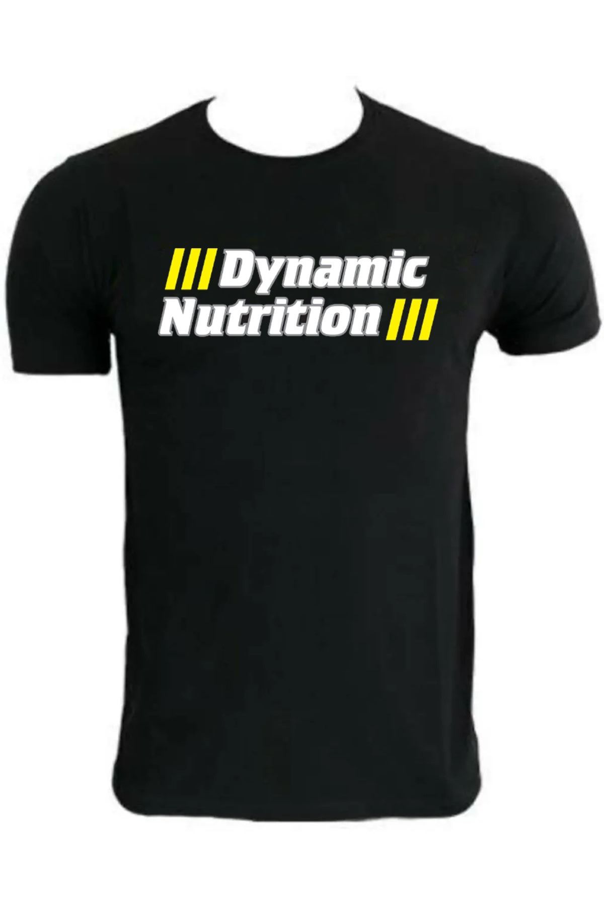 Dynamic Nutrition Dynamic Siyah %100 Pamuk Bisiklet Yaka Kısa Kollu Baskılı T-shirt 10'lu Paket