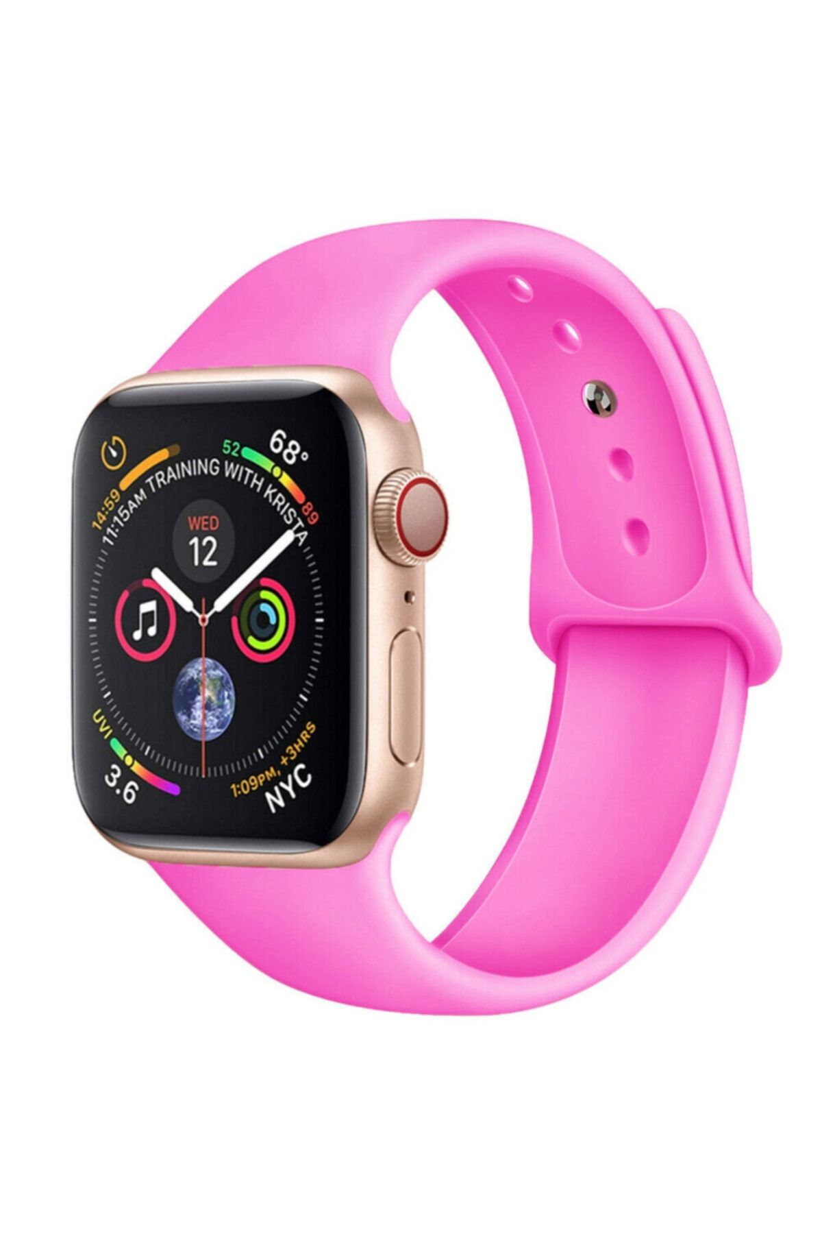 Bilişim Aksesuar Apple Watch 42 44 45 49 Mm Watch Ultra Silikon Kordon Fuşya Pembe