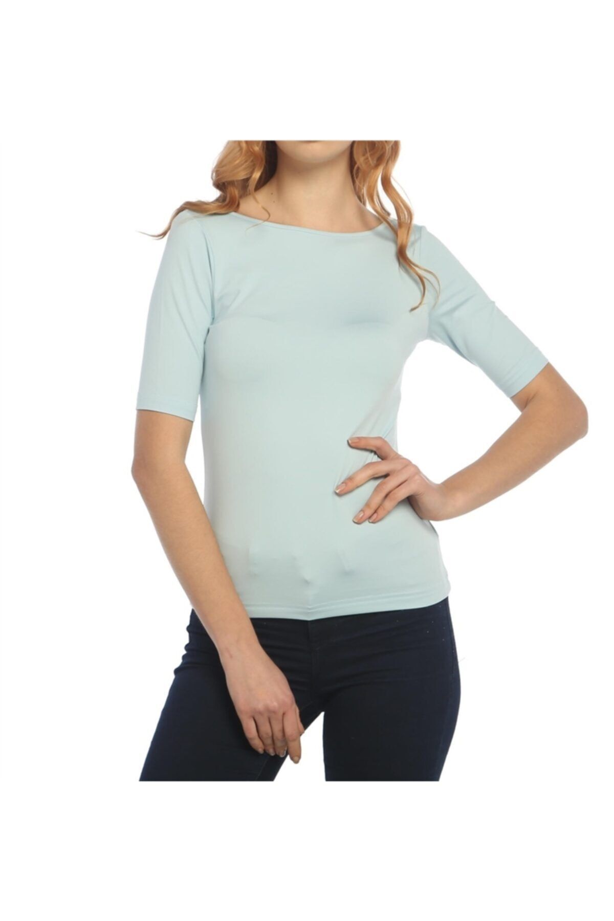 Bulalgiy Kadın Mavi Basic Tişört - Bga037035