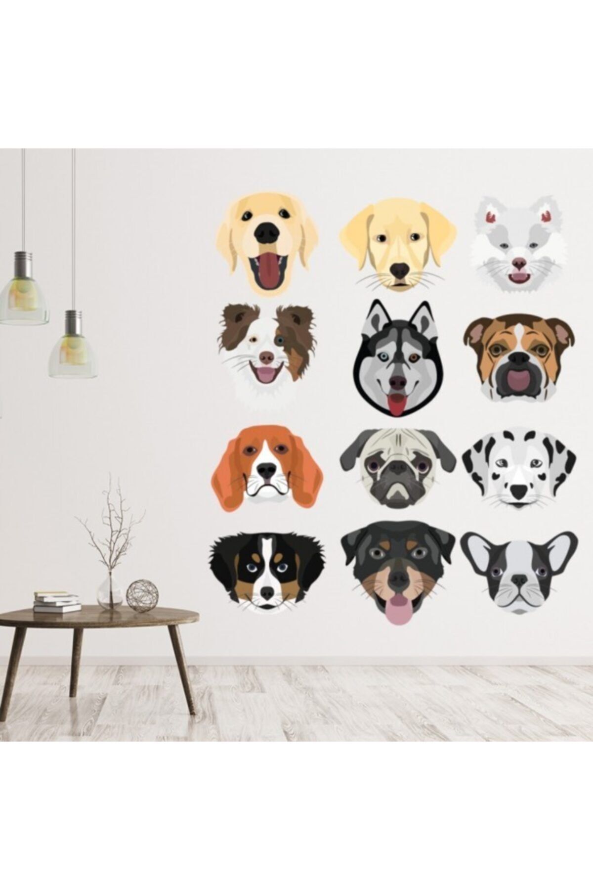 Fec Reklam Eğitici Köpek Irkları Sticker Seti Duvar Dekorasyonu Etiket