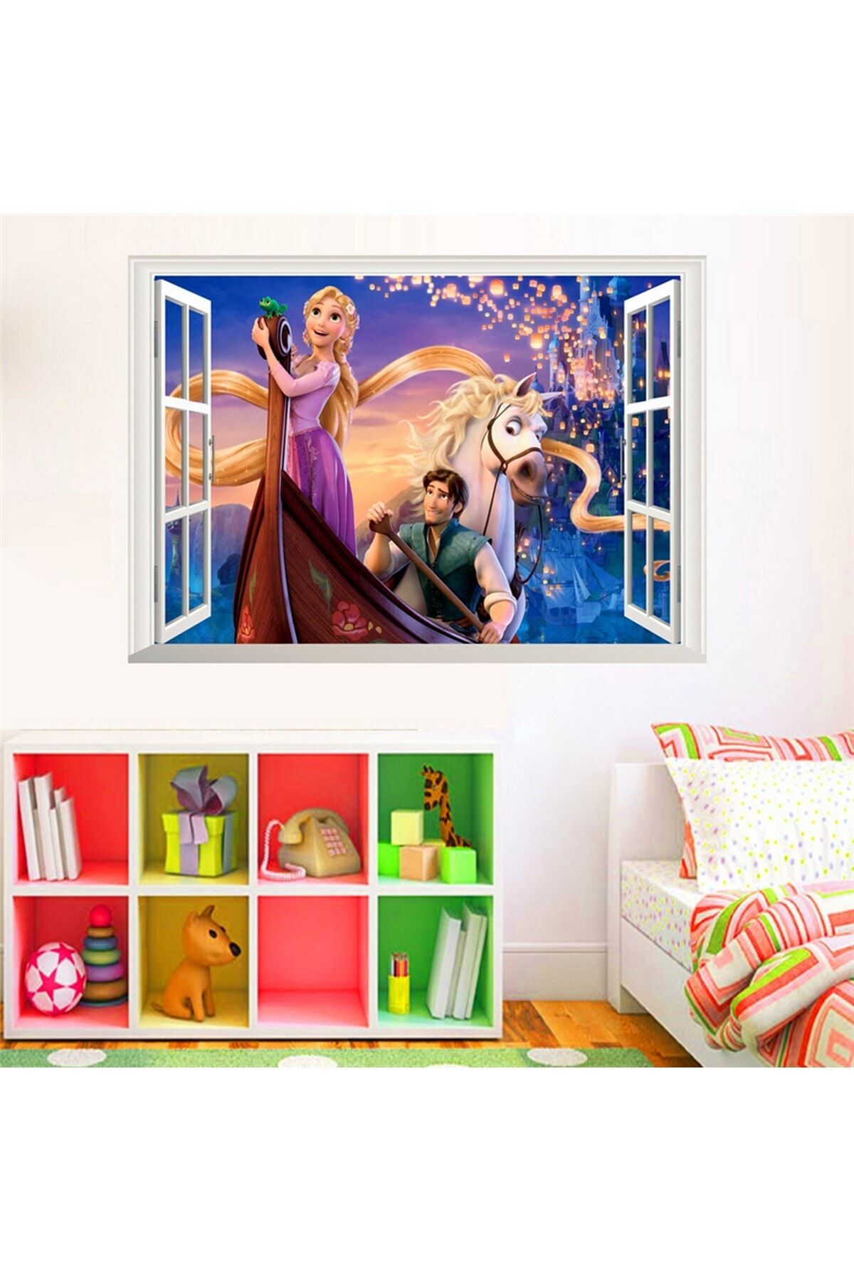 CRYSTAL KIDS Rapunzel Prenses Kız Odası Duvar Dekorasyonu Pvc Duvar Sticker Dekor Çıkartma