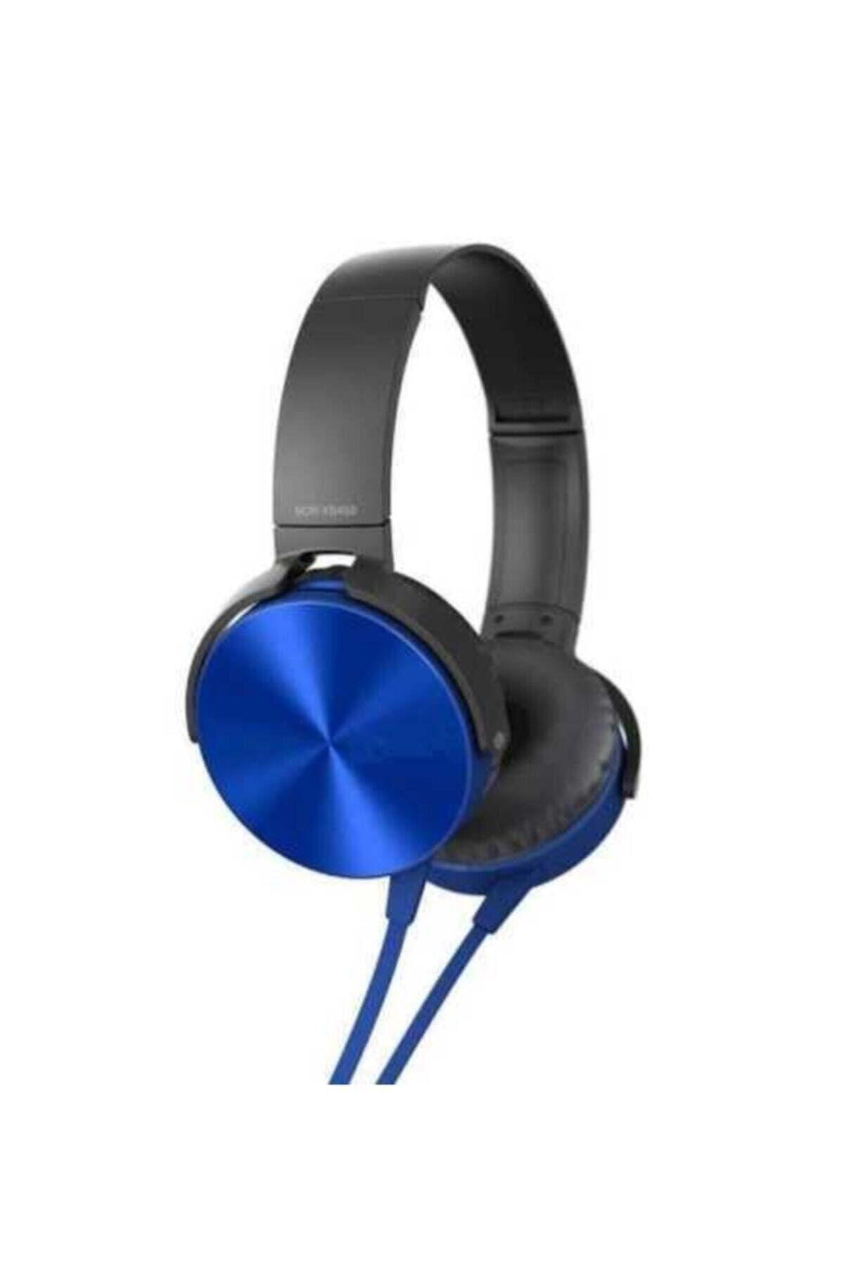 Zore Mdr-xb450ap Mikrofonlu Katlanabilir Kulaküstü Kulaklık Eba Kulaklık Extra Bass Mavi