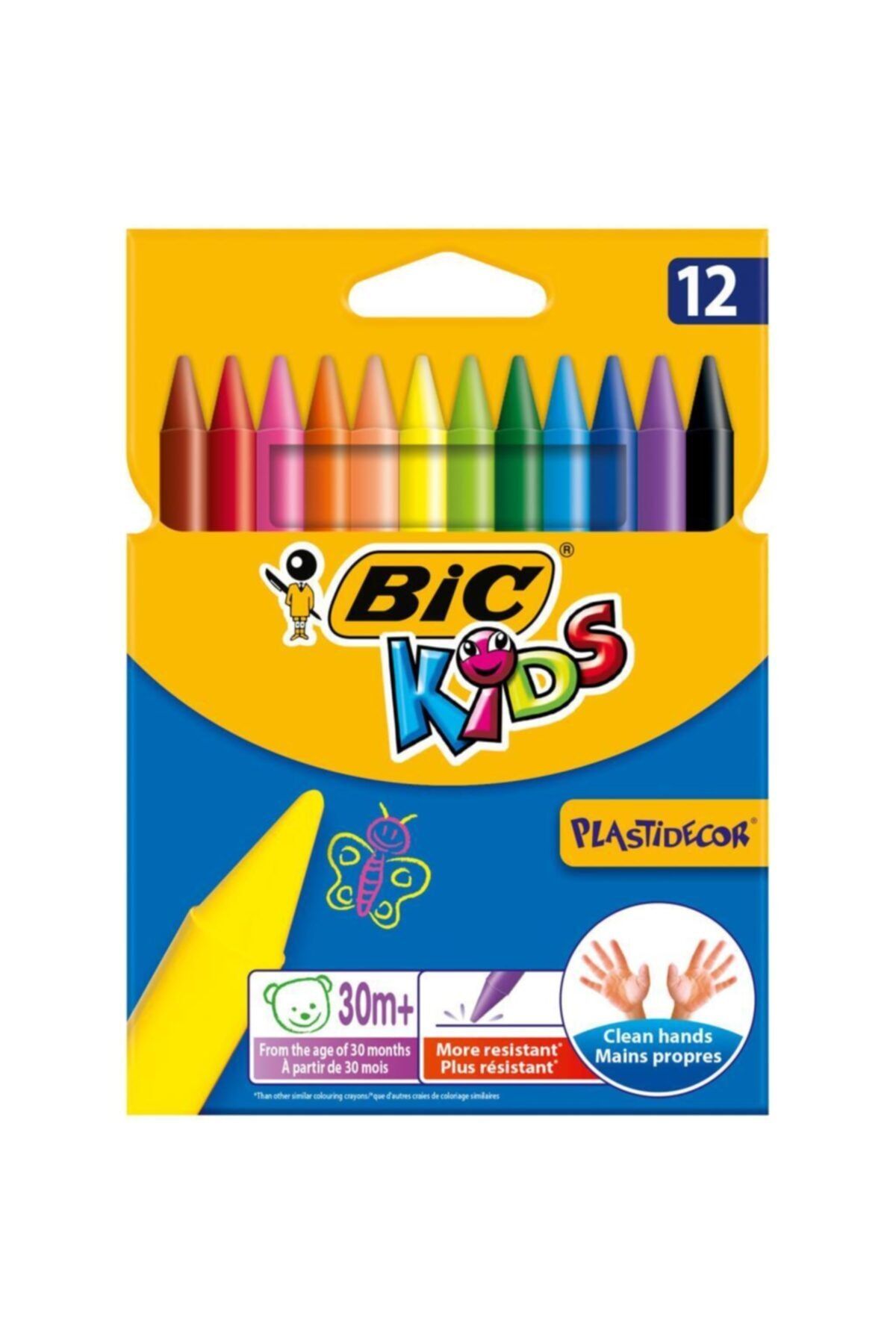 Bic Kids Plastidecor Elleri Kirletmeyen Silinebilir Pastel 12 Renk 945764
