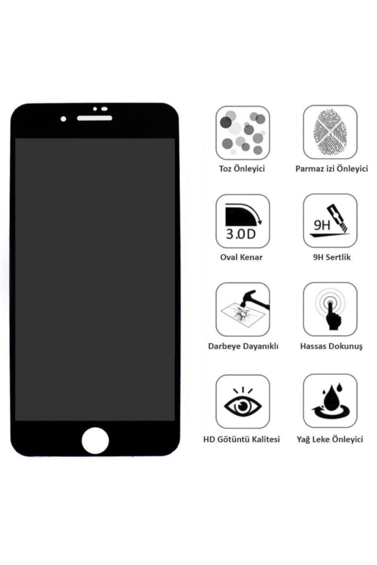 ucuzmi Iphone 6 - 6s 6d Kavisli Temperli Hayelet Ekran Koruyucu (Renk - Siyah) Kırılmaz Cam
