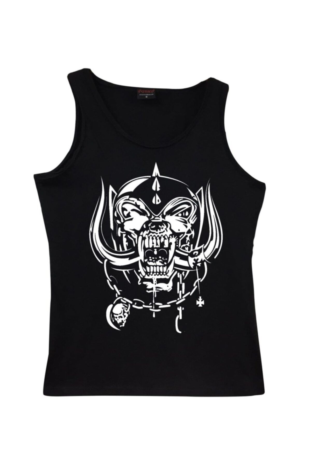 fame-stoned Erkek Siyah Motorhead Baskılı Sıfır Kol T-shirt
