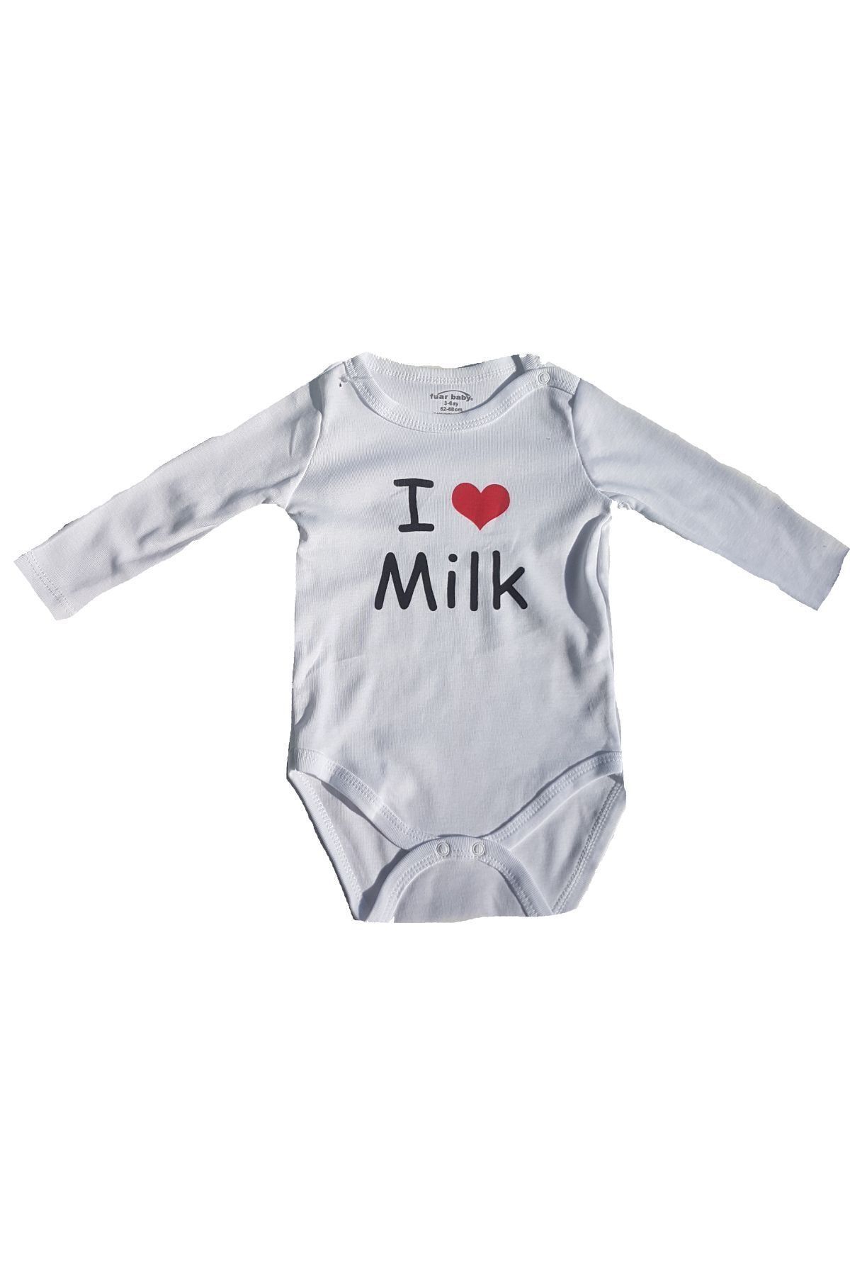 Fuar Baby Neşelibebek Fbbrs1860 I Love Milk, Sütü Seviyorum Uzun Kol Body Zıbın 18-24 Ay