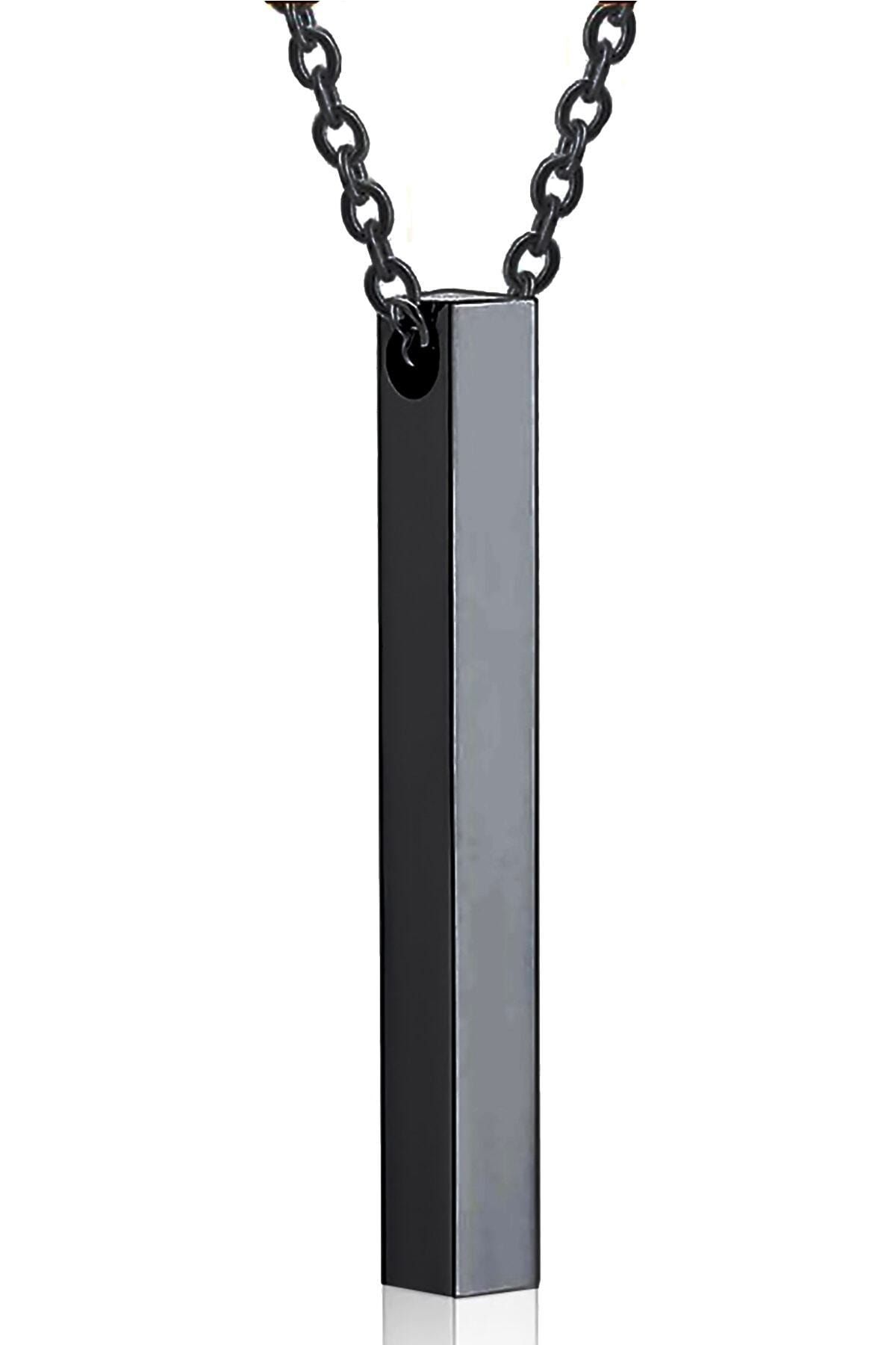 X-Lady Accessories Unisex Siyah Prizma Çubuk Tasarım Çelik Kolye