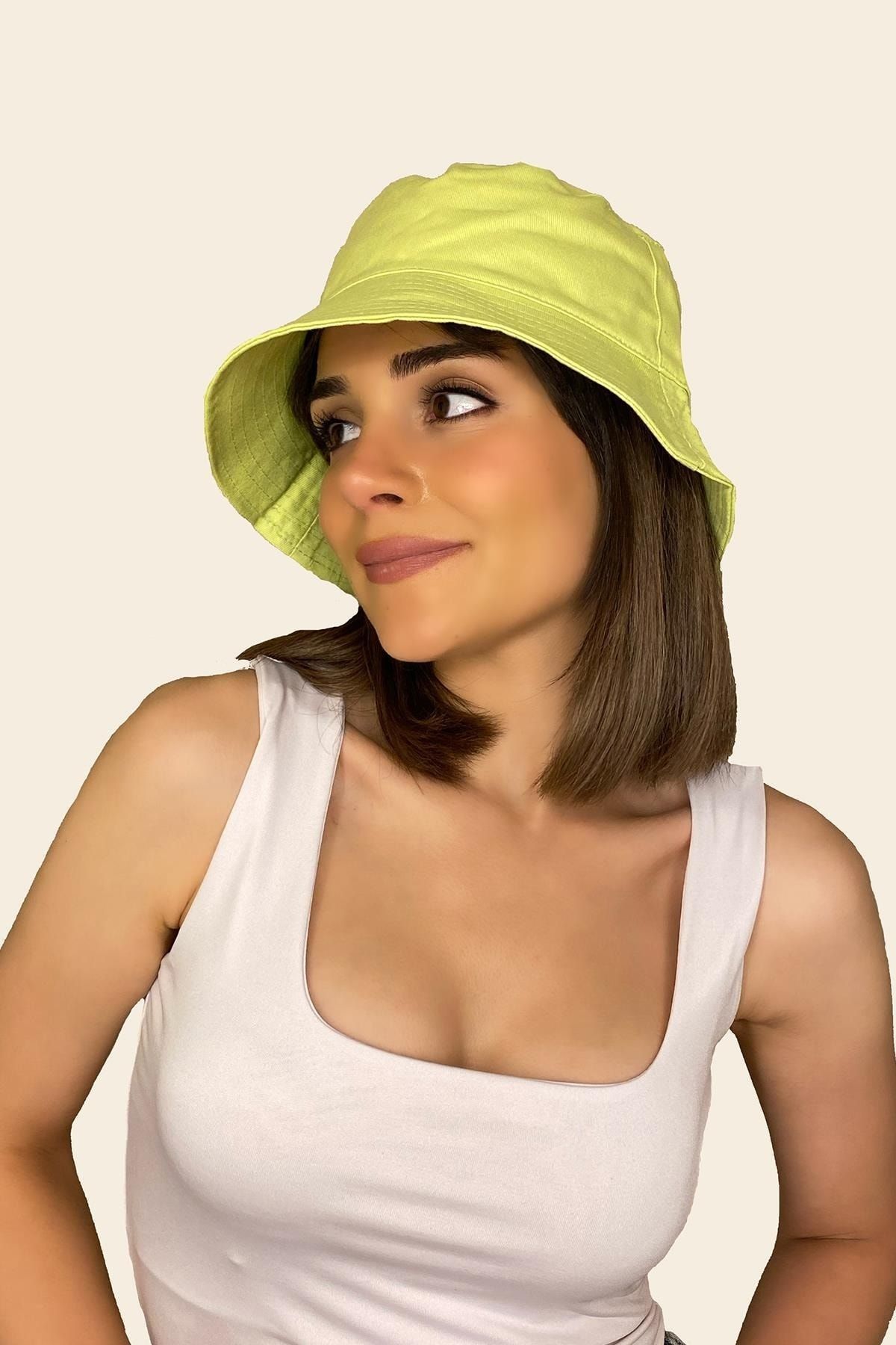 Axesoire 13372 Fosfor Yeşili Bucket Şapka