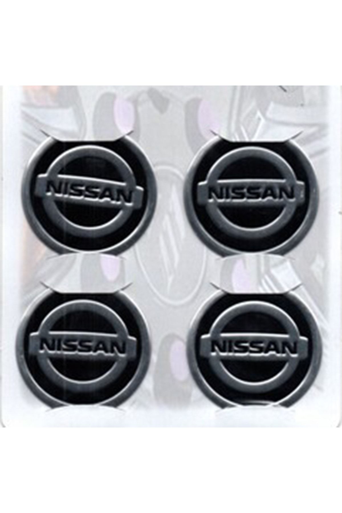 EFL Nissan Siyah Alüminyum Yapıştırma Jant Göbeği 4lü 60mm